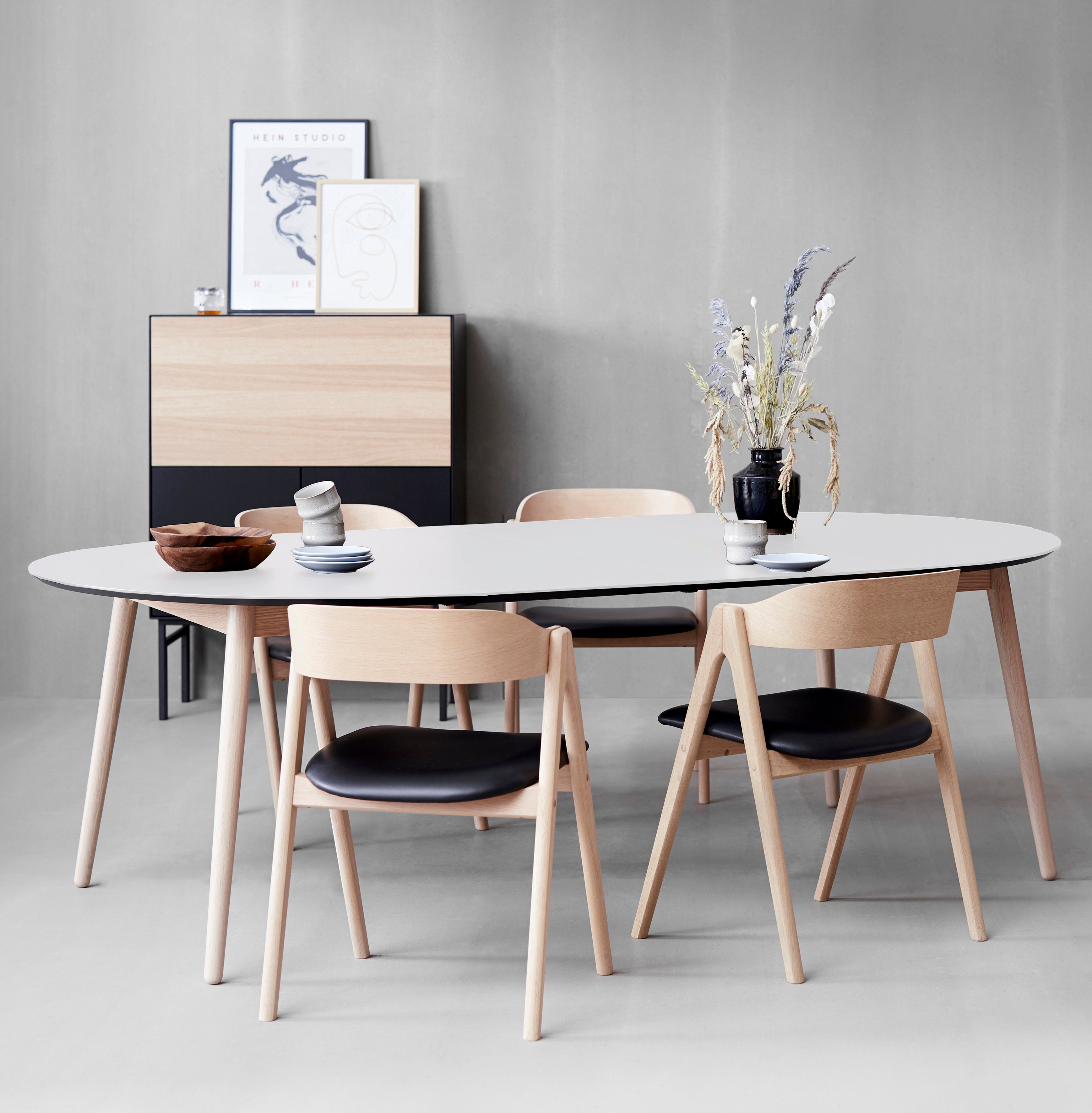 Hammel Furniture Esstisch Meza Designtisch mit Auszugsfunktion und 2 Einlegeplatten, Ø135(231) cm, runde Tischplatte aus MDF/Laminat, Massivholzgestell