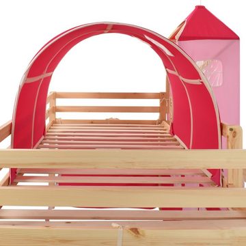 vidaXL Kinderbett Kinderhochbett Rahmen mit Rutsche Leiter Prinzessin Kiefernholz 208x23