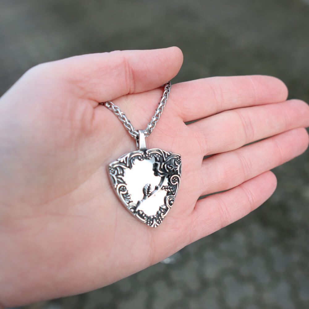DALMARO Kette mit Anhänger Lederkette Edelstahlkette 316L SPIEGEL ROSE, Herren Halskette Biker / Wikinger Kette - Schmuckbox