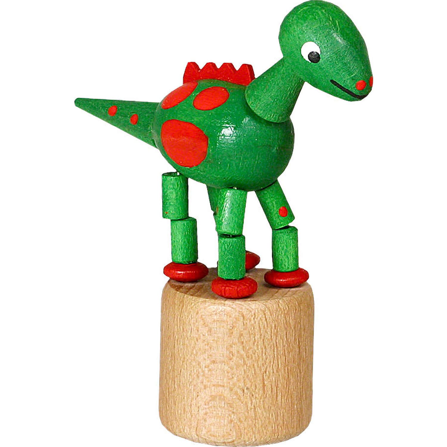 Jan Stephani Erzgebirgische Volkskunst Dekofigur Wackeltier Dinosaurier grün (8,5cm) von Jan Stephani