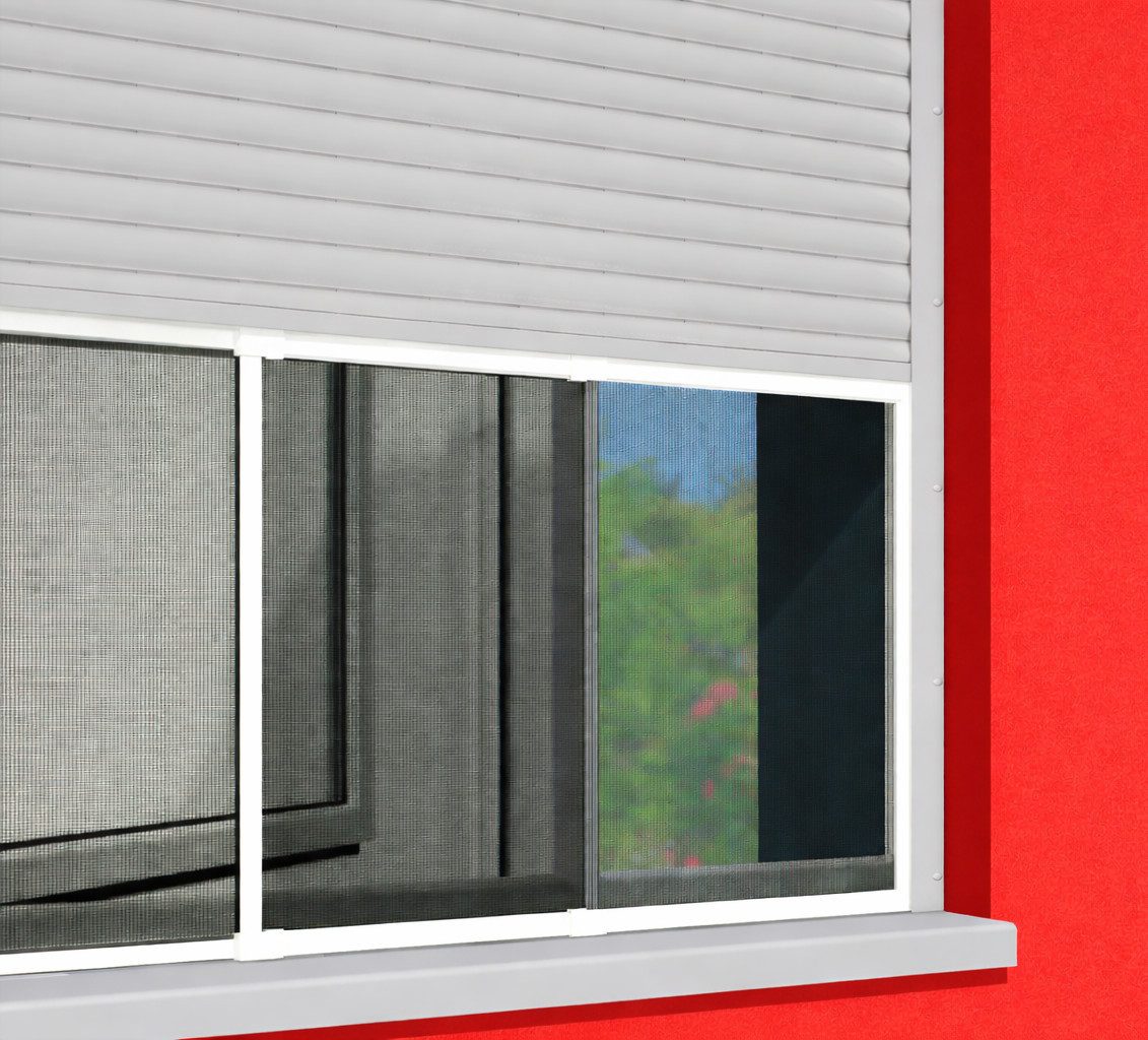 matrasa Insektenschutz-Fensterrahmen vormontiert für Fenster mit Rollladen – Fliegengitter ohne Bohren, Werkzeuglose Montage in 5 Minuten, Zum Einsetzen in die Rolloschienen