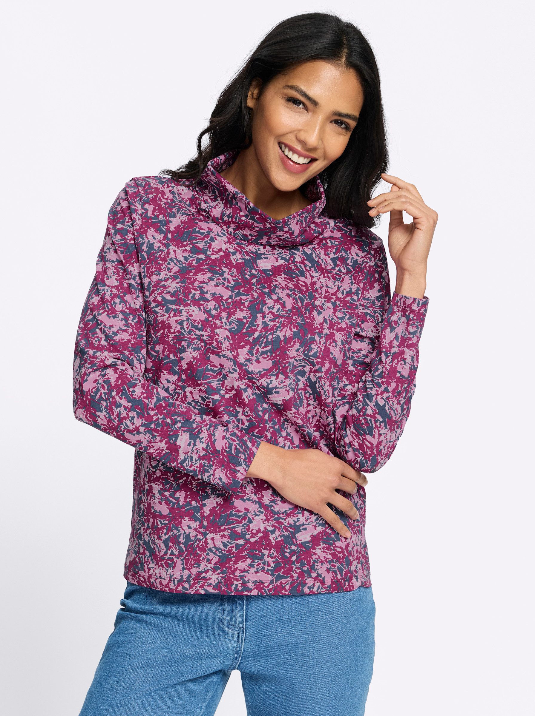 Sieh an! T-Shirt Rollkragen-Shirt Langarm