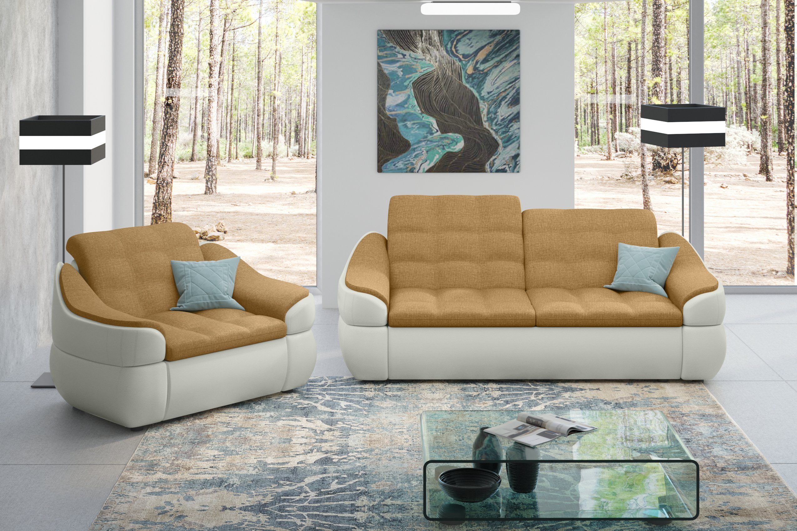 in Europa und Polstergarnitur Alisa, aus made Stylefy Sofa Design, bestehend Modern (Set 2-Sitzer (2-tlg), Sessel,