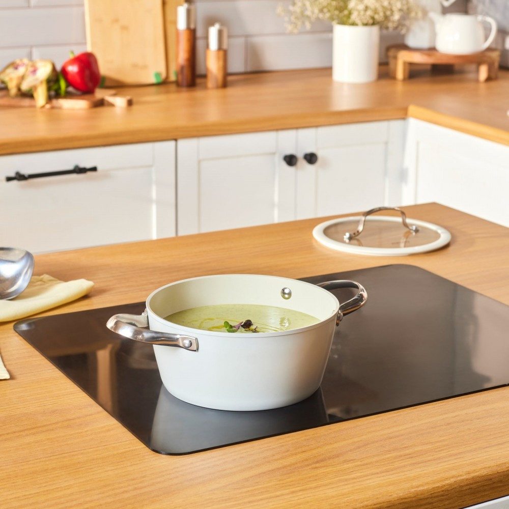 Karaca Kochtopf Karaca Swiss Crystal Almond Cream Stielkasserolle 20 cm