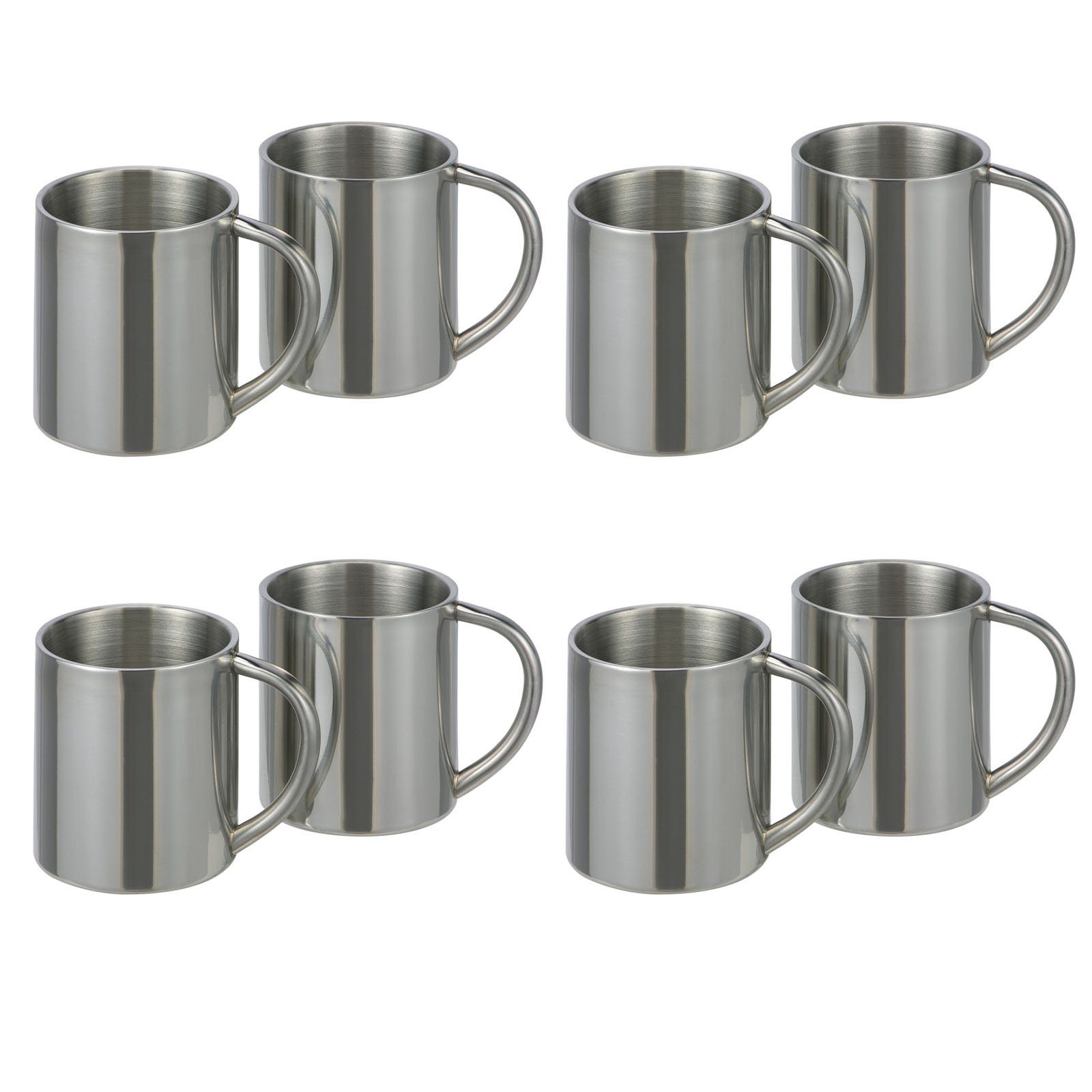 HAC24 Becher Trinkbecher Isolierbecher Kaffee Thermo Tasse Edelstahlbecher, 8-tlg., Edelstahl, 200ml, Doppelwandig