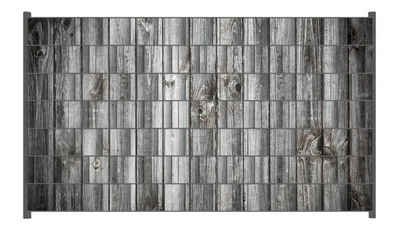 Wallario Sichtschutzstreifen Holz-Optik Textur hellgraues Holz Paneele Dielen mit Asteinschlüssen