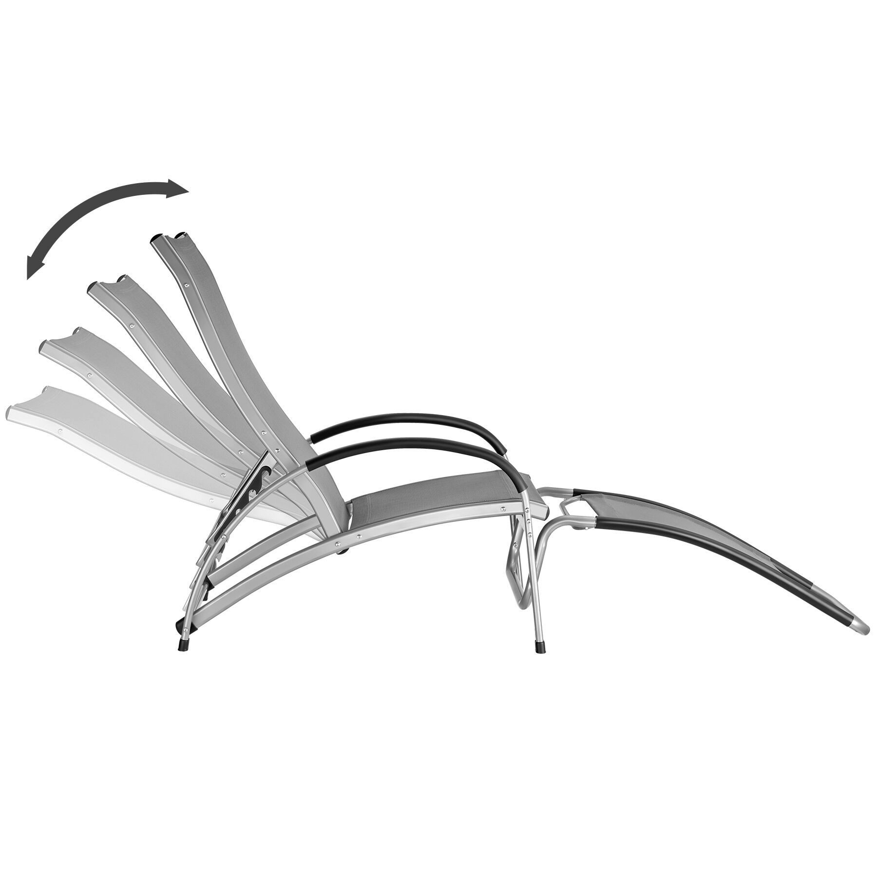 tectake Gartenliege Sonnenliege, 2 in 1 Funktion, verstellbare Rückenlehne, wetterfest, Multifunktionsliege Avignon, 1 St., in anthrazit, wasserabweisend, luftdurchlässig, rutschfest, Belastbarkeit 120 kg
