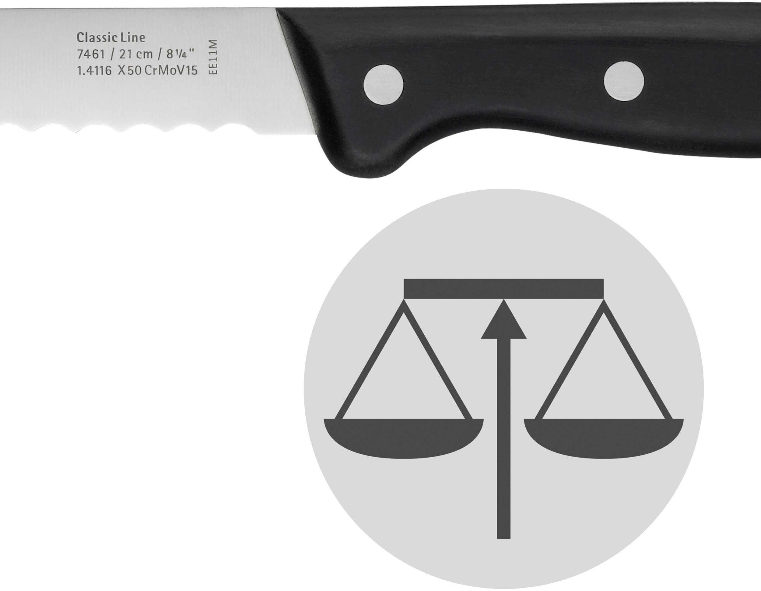 WMF Brotmesser Classic Line, Wellenschliff, gehärtete Klinge, ergonomischer und genieteter Griff