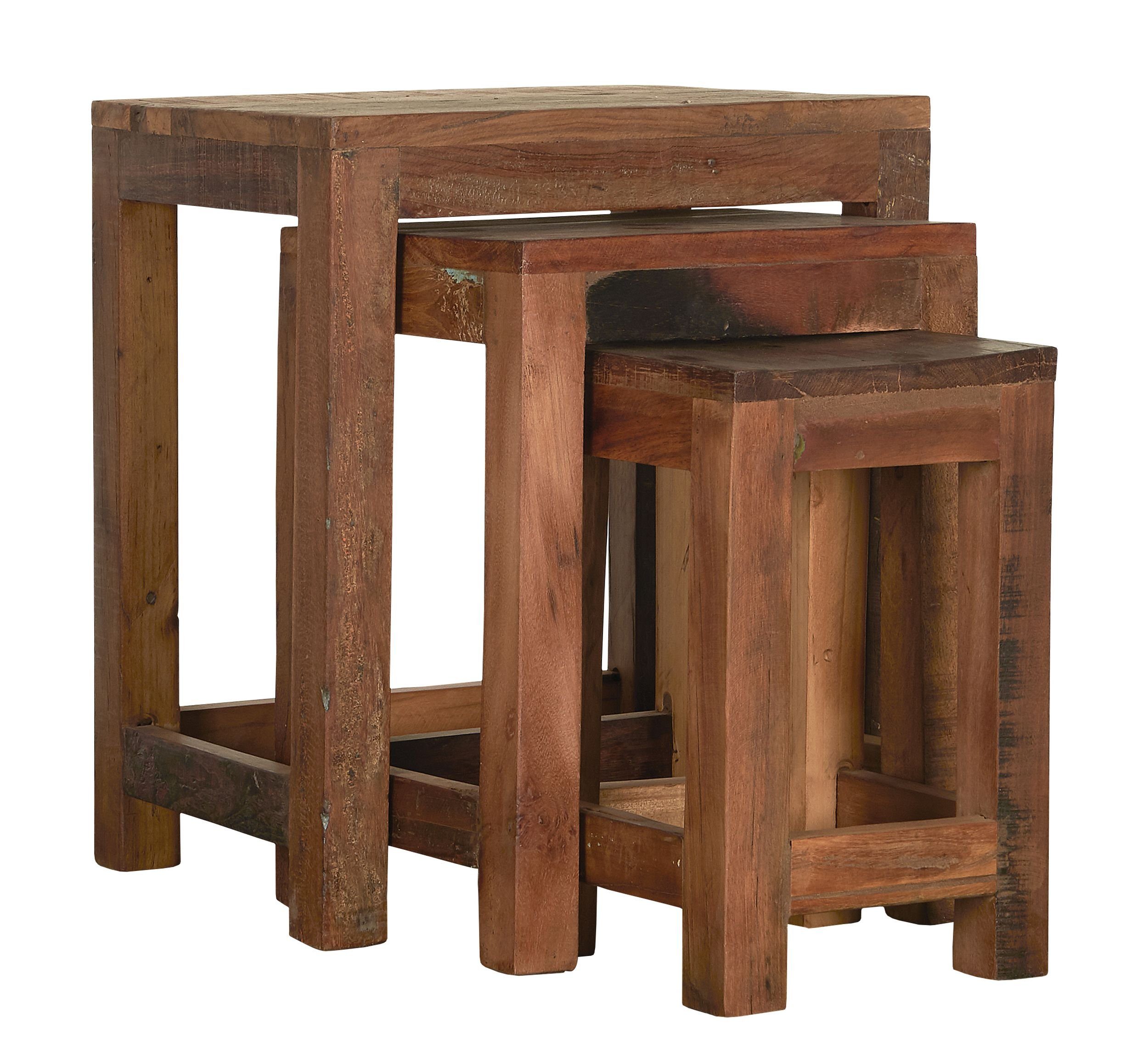 Laursen Laursen Holz Unika 3er Beistelltisch Beistelltisch Hocker Set Tisch Alt Ib 2138-00