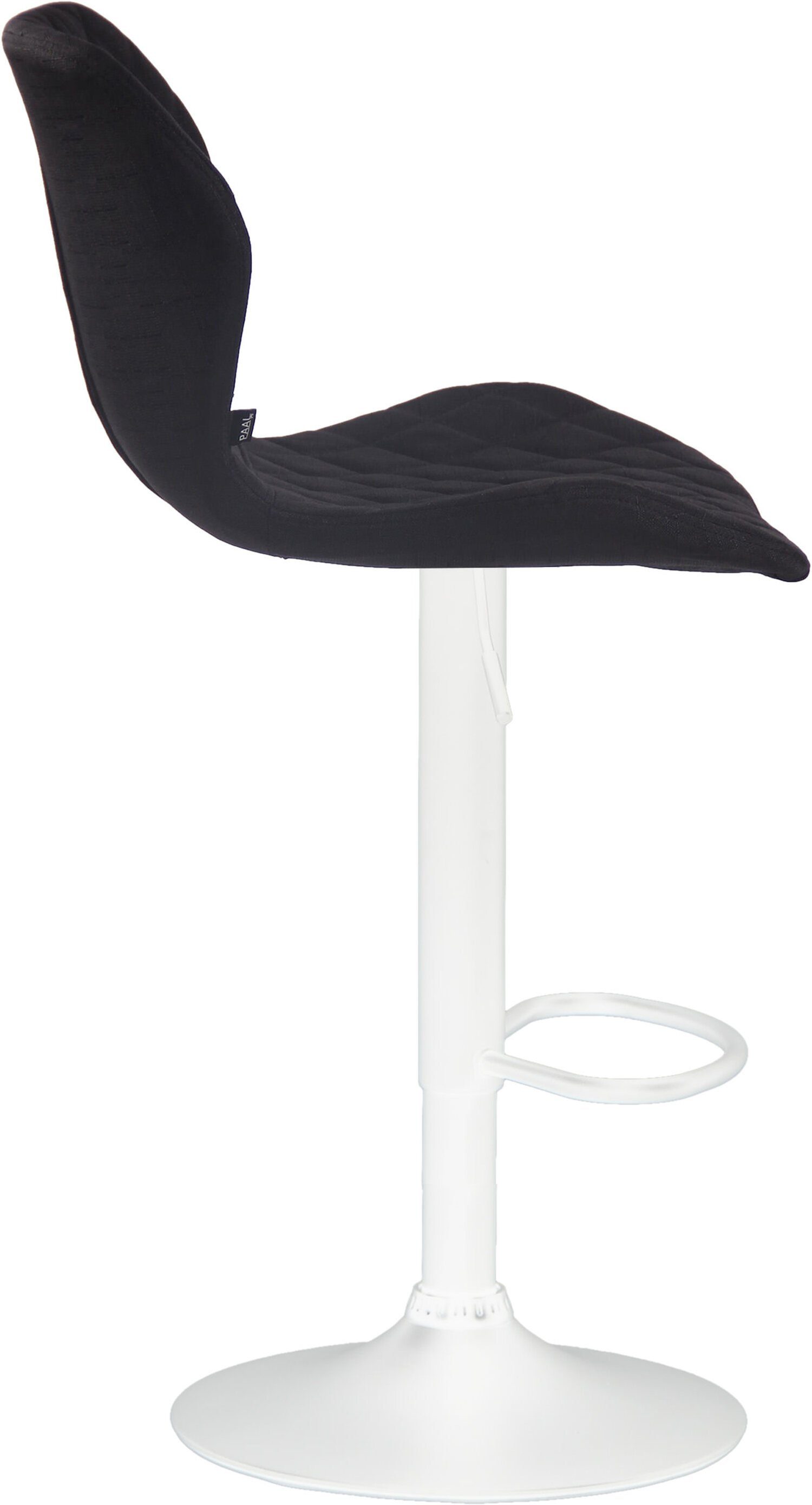 bequemer Cora Stoff Theke (Barstuhl und 360° - mit Sitzfläche: drehbar Gestell TPFLiving weiß Metall Fußstütze und Küche Hocker Schwarz - Barhocker & angenehmer höhenverstellbar), Rückenlehne für