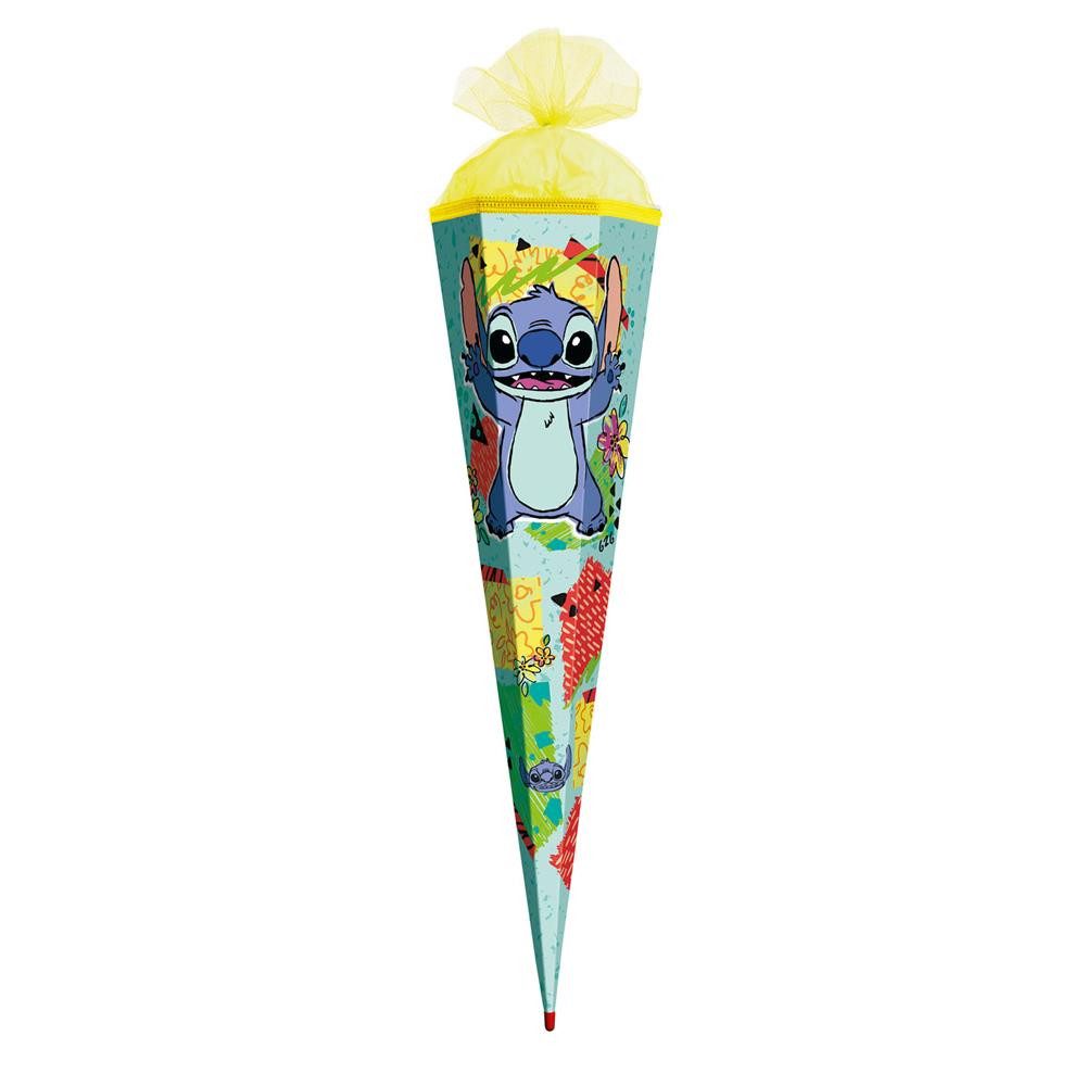 Roth Schultüte Disney Stitch, 85 cm, eckig, 6-eckig, Tüllverschluss, Roth-Spitze