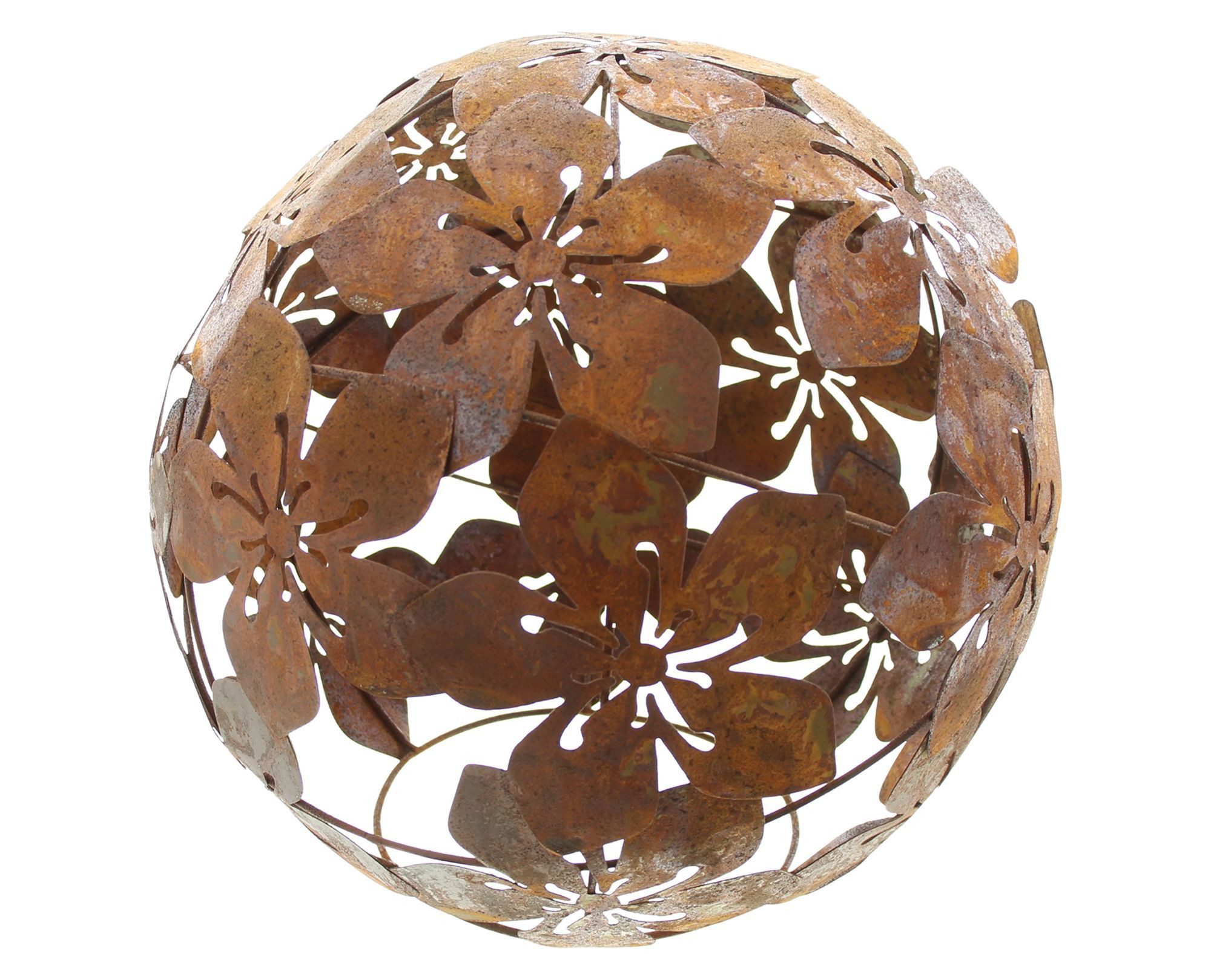 Home-trends24.de Dekokugel Blumen Rost Kugel Deko Garten Kugel Terrasse Metall Ø 24 cm