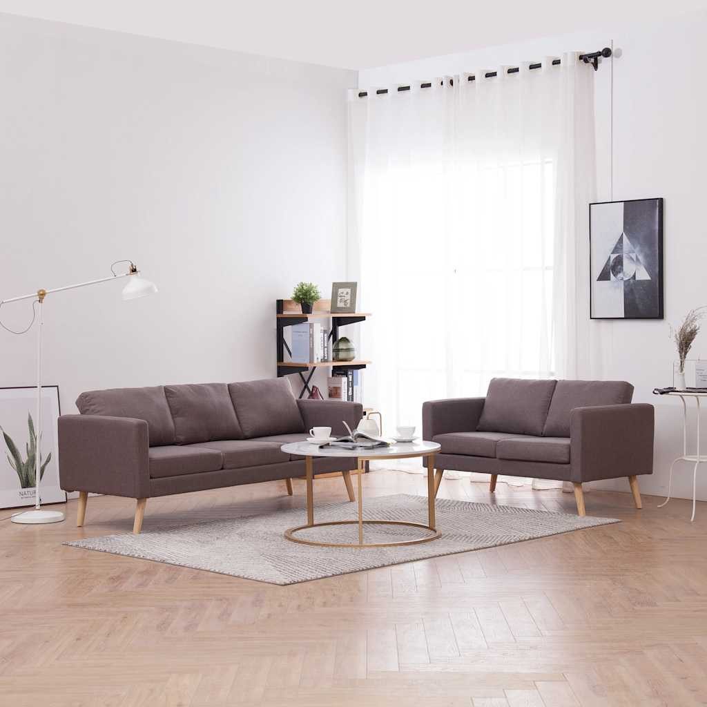 vidaXL Sofa 2-tlg. Sofagarnitur Stoff Taupe