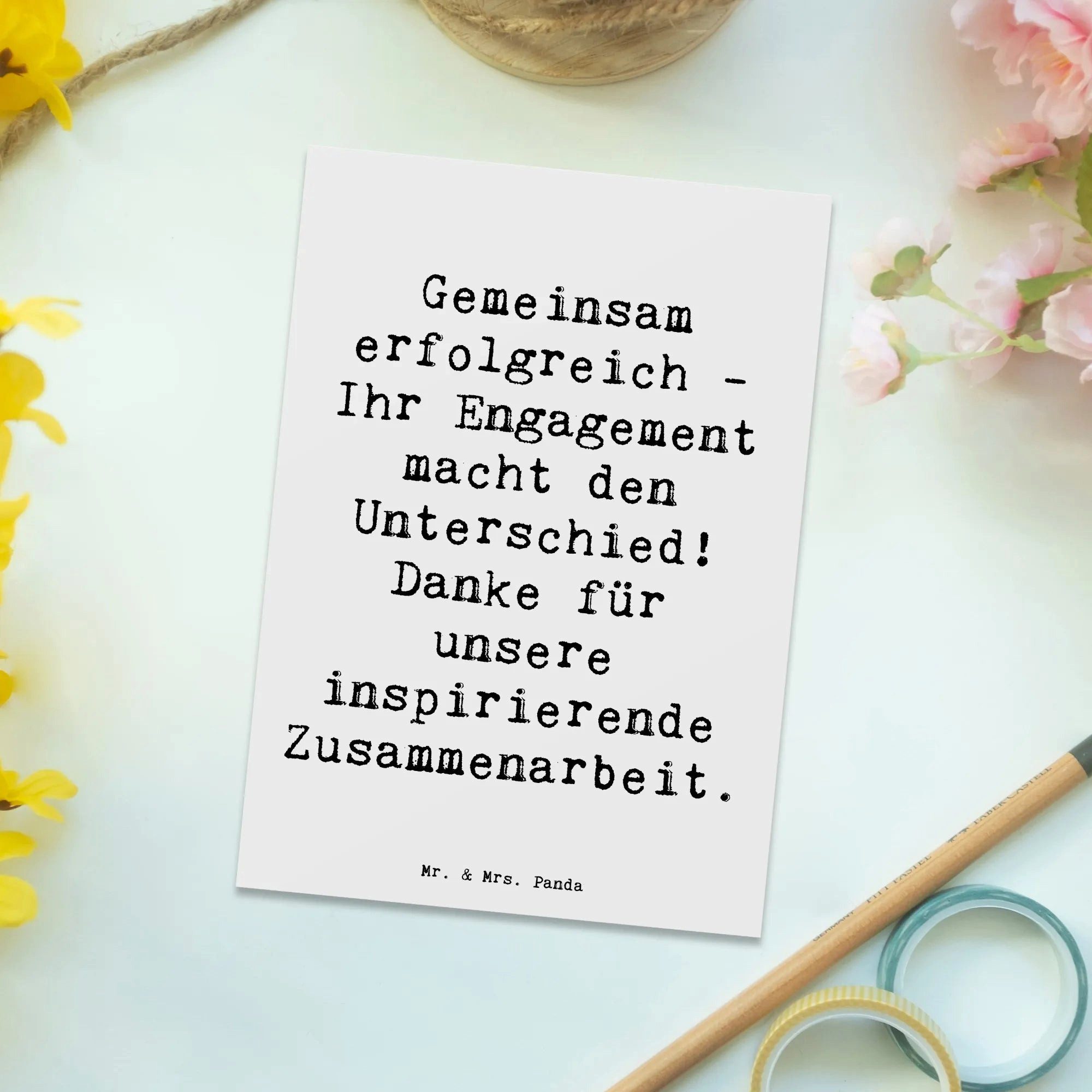 Thumbnail - Mr. & Mrs. Panda Postkarte Spruch Geschäftspartner Erfolg - Weiß - Geschenk, Engagement, Grußkar, Hochglanzveredelt