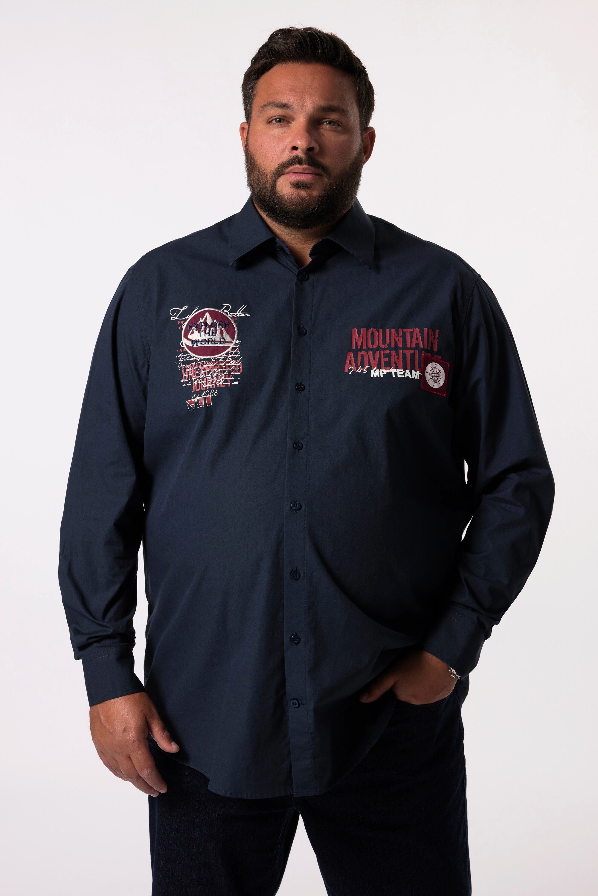 Men Plus Businesshemd Men+ Hemd Langarm Kentkragen Brustprint bis 8 XL günstig online kaufen