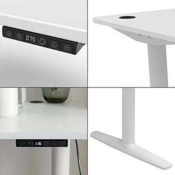pro.tec Schreibtisch, »Arogno« Höhenverstellbarer Tisch 140 x 60 cm Weiß