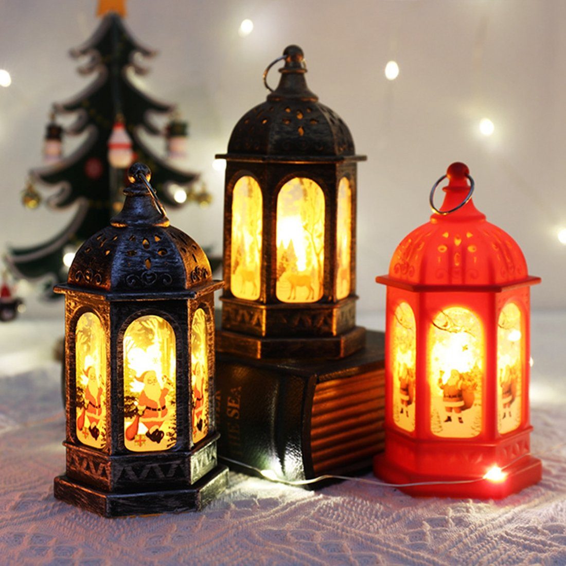 Weihnachts-Öl-Lampen Christbaumschmuck Stück leuchtende (4-tlg) Weihnachtsdekoration, 4 DAYUT