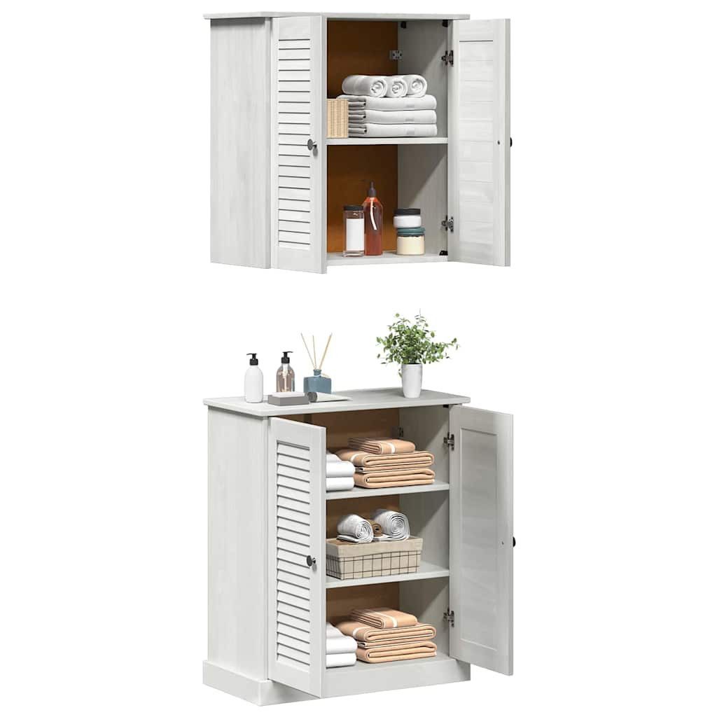 vidaXL Badezimmerspiegelschrank Badezimmermöbel-Set 2 Stk. Weiß und Antikweiß 67,5 x 34 x 80 cm (2-St)
