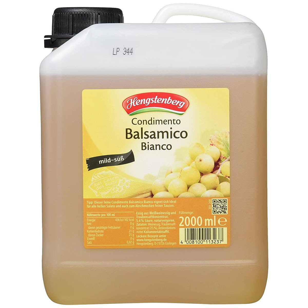 Hengstenberg Essig, Hengstenberg Balsamico Bianco vegan glutenfrei im Kanister 2000ml