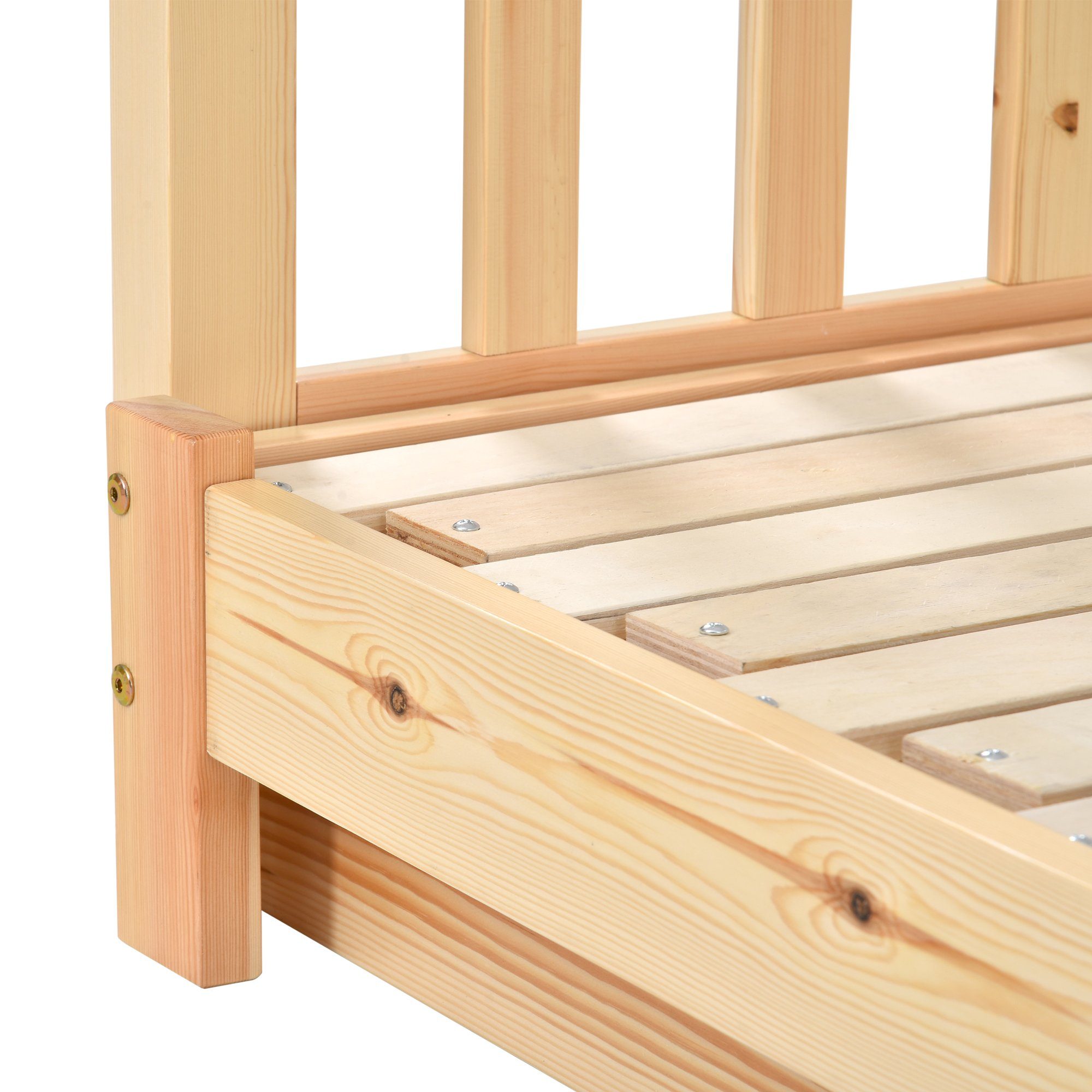 Massivholzbett (Einzelbett Hausbett), Erweiterbares Kinderbett, 90*200cm/180*200cm, aus massivem Kiefernholz