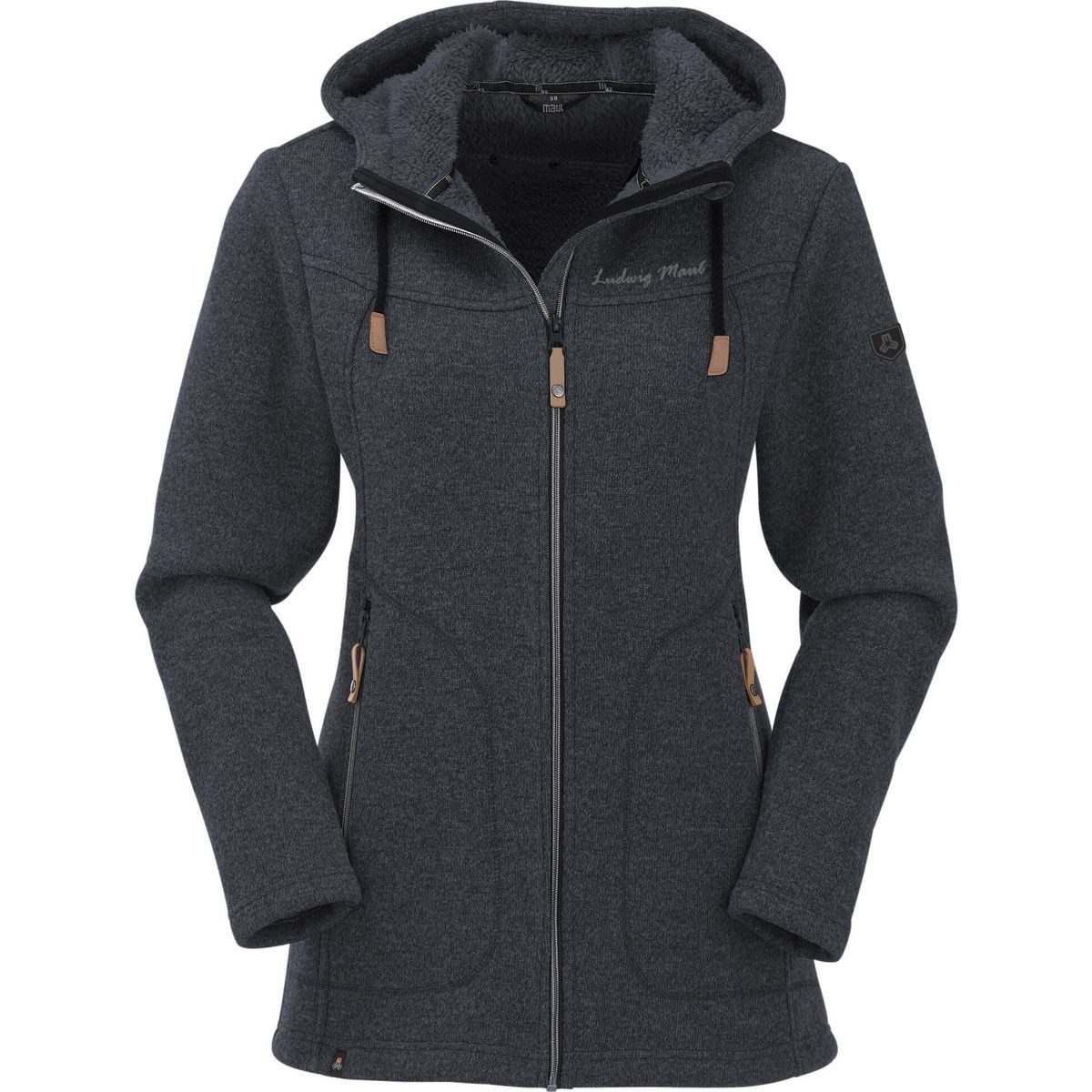 Maul Sport® Outdoorjacke Wilde Kaiserin - Strickfleece Mantel m. Kap. Perfekter Mix aus Stil und Funktionalität für Outdoor-Aktivitäten und