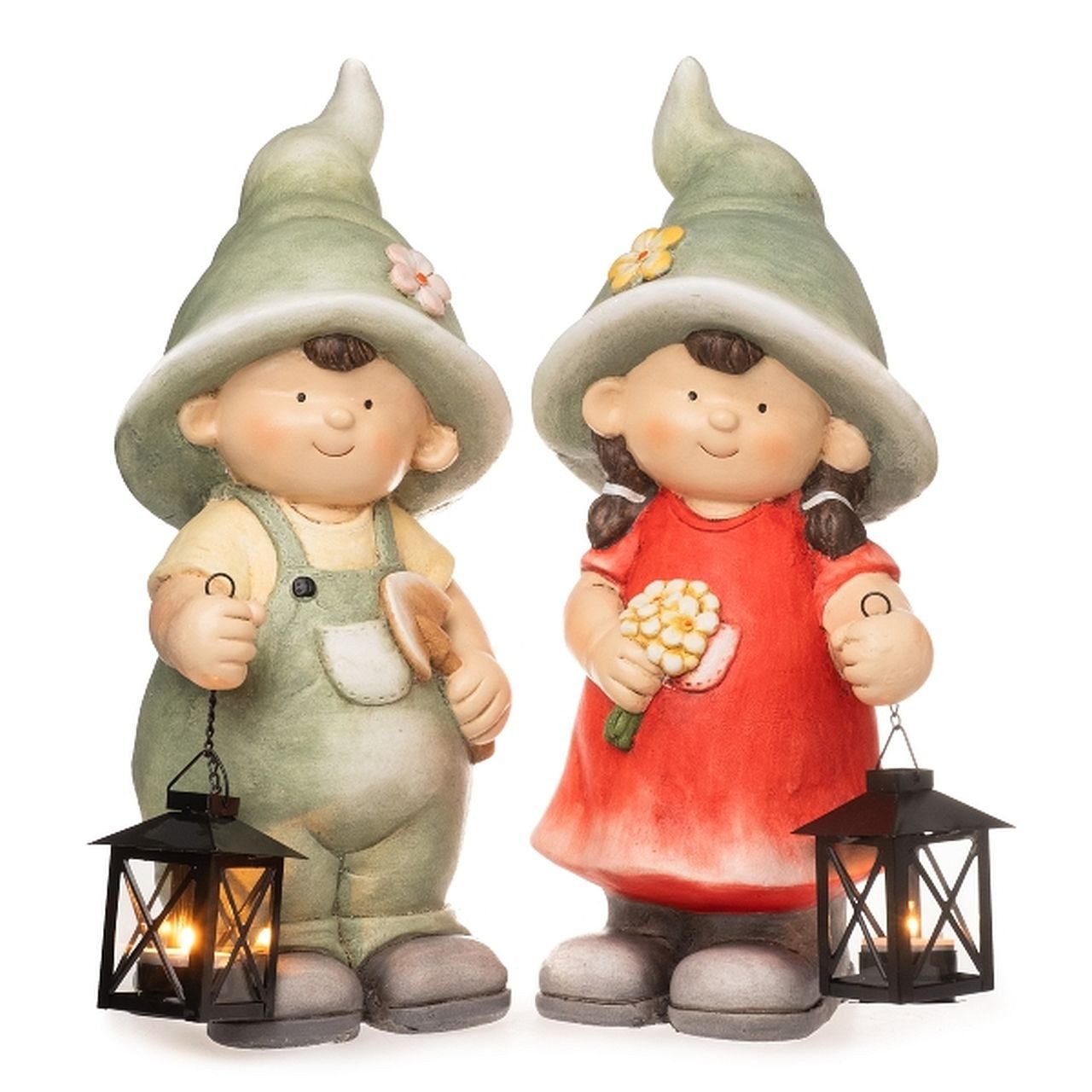 Dragimex Dekofigur Gartenkinder Keramik 42,5 cm – Junge oder Mädchen – Frühlingsdeko