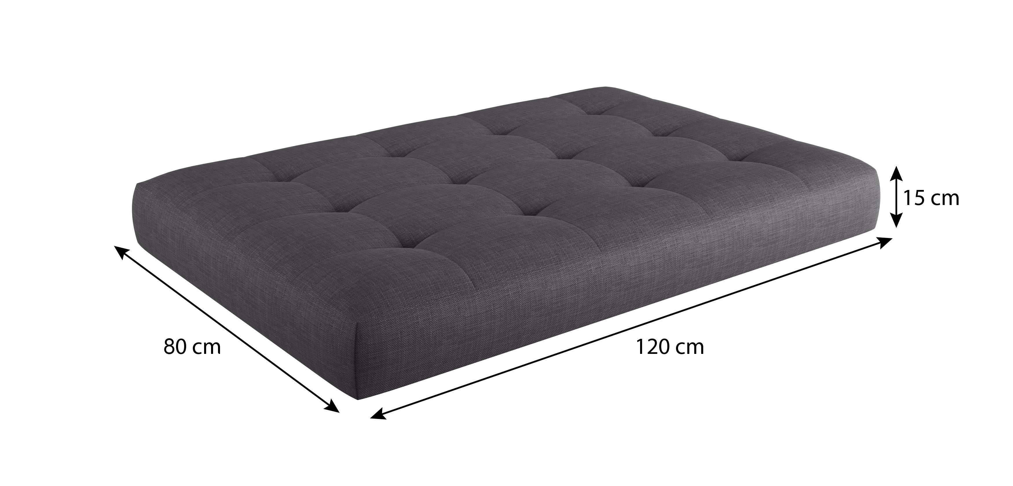 Sitzkissen 120x80x15cm, sunnypillow Anthrazit gesteppt Palettenkissen Sitzkissen