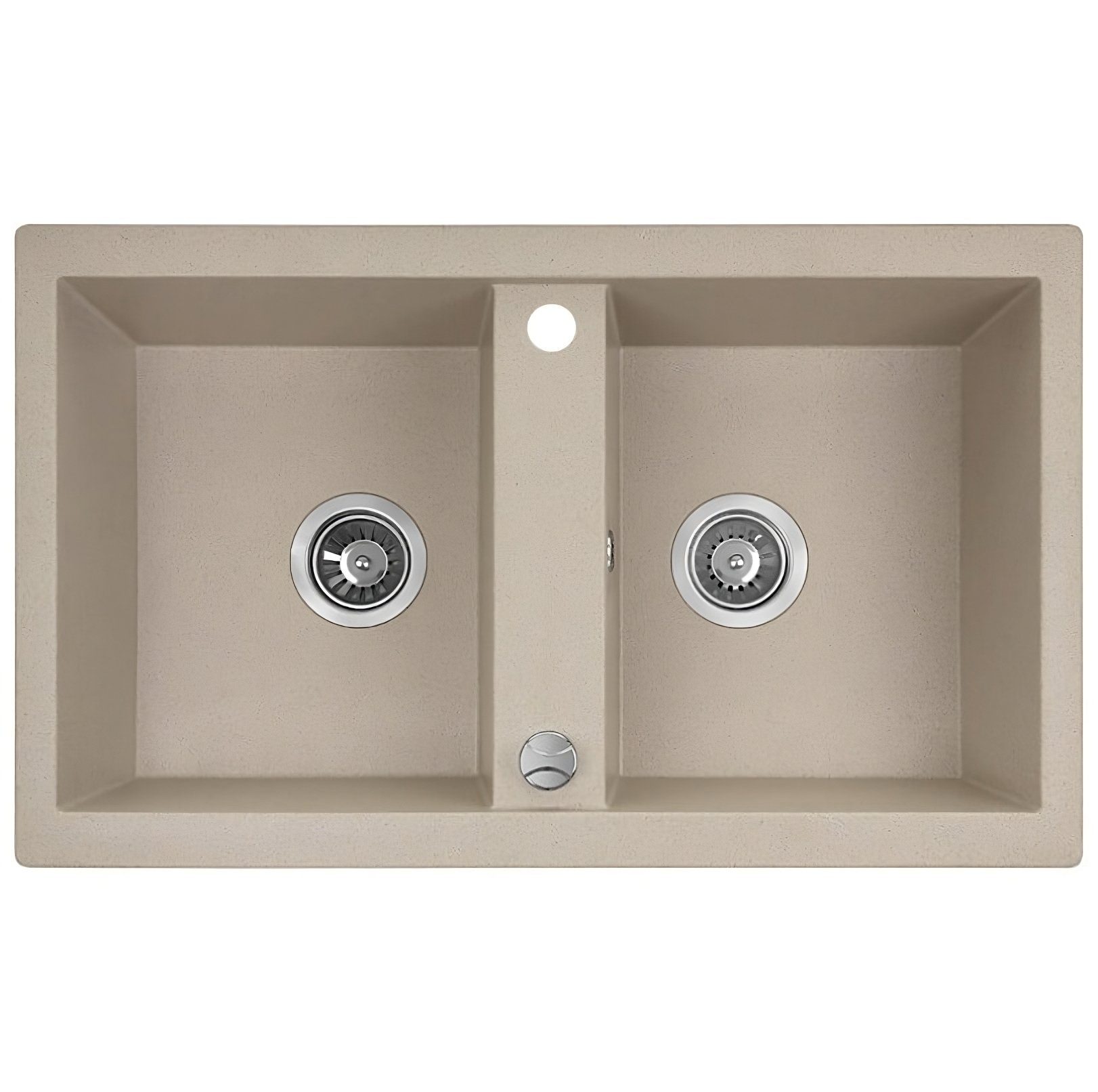 KOLMAN Küchenspüle Doppelbecken Barbados Granitspüle, Rechteckig, 48/78 cm, Beige, Space Saving Siphon GRATIS