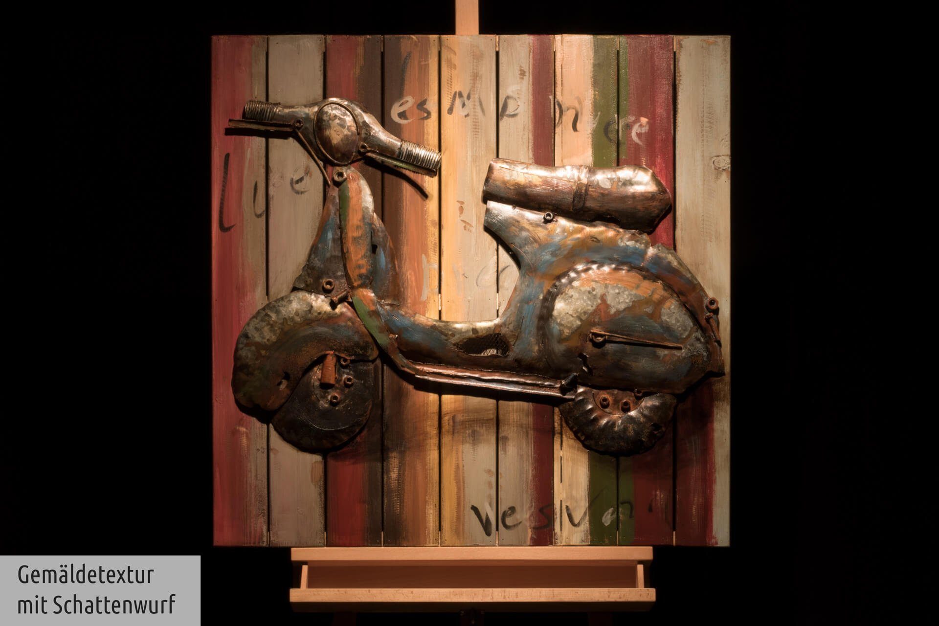 KUNSTLOFT handgefertiges cm, Vespa Love 3D 80x80 Wandrelief Metallbild