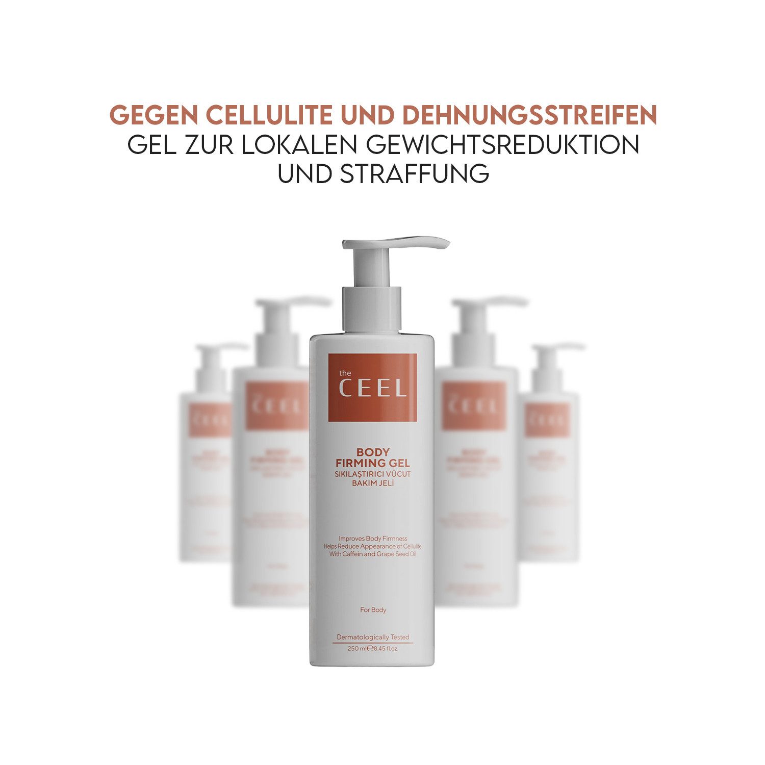 THE CEEL Straffungspflege Straffendes Körperpflege Gel-250 ml Koffein Traubenkernöl Vitamin E
