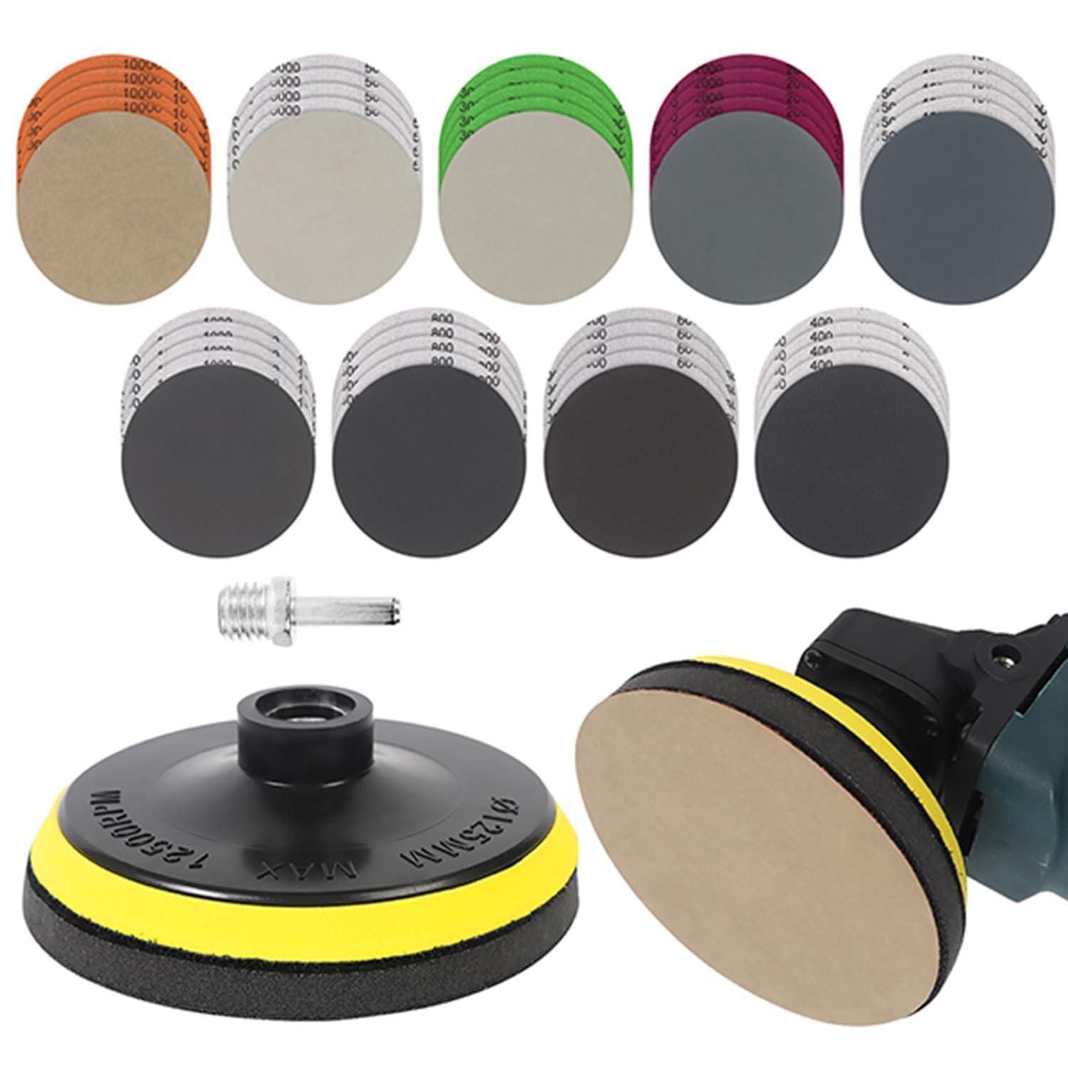 LuxusKollektion Schleifscheibe Schleifscheiben 125 mm Klett nass 45 Stück Körnung 400-5000