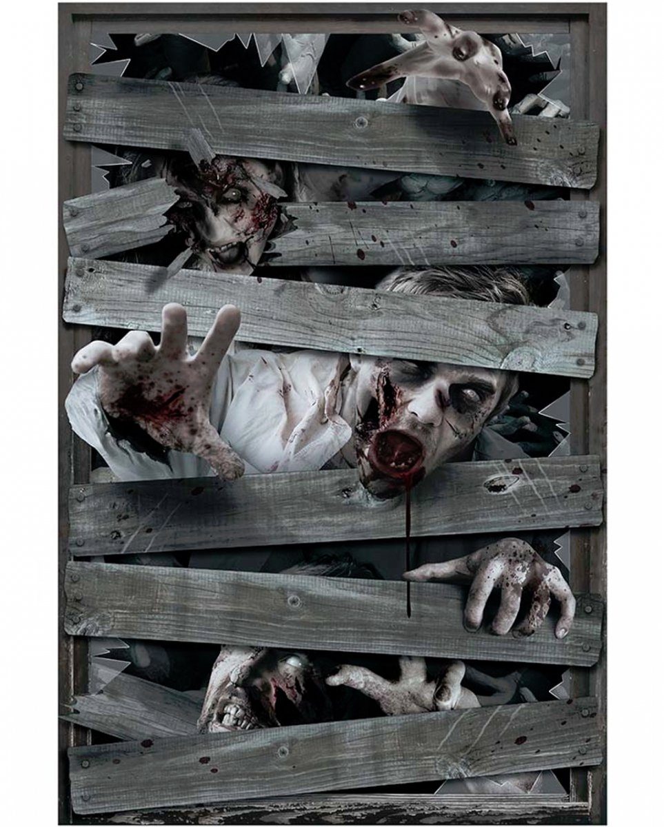 Horror-Shop Dekorationsfolie Creepy Zombie Fenster Dekoration für Halloween