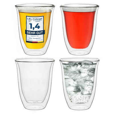 Creano Teeglas Thermoglas „DG-V“ 250 ml, Borosilikatglas, 4 Gläser