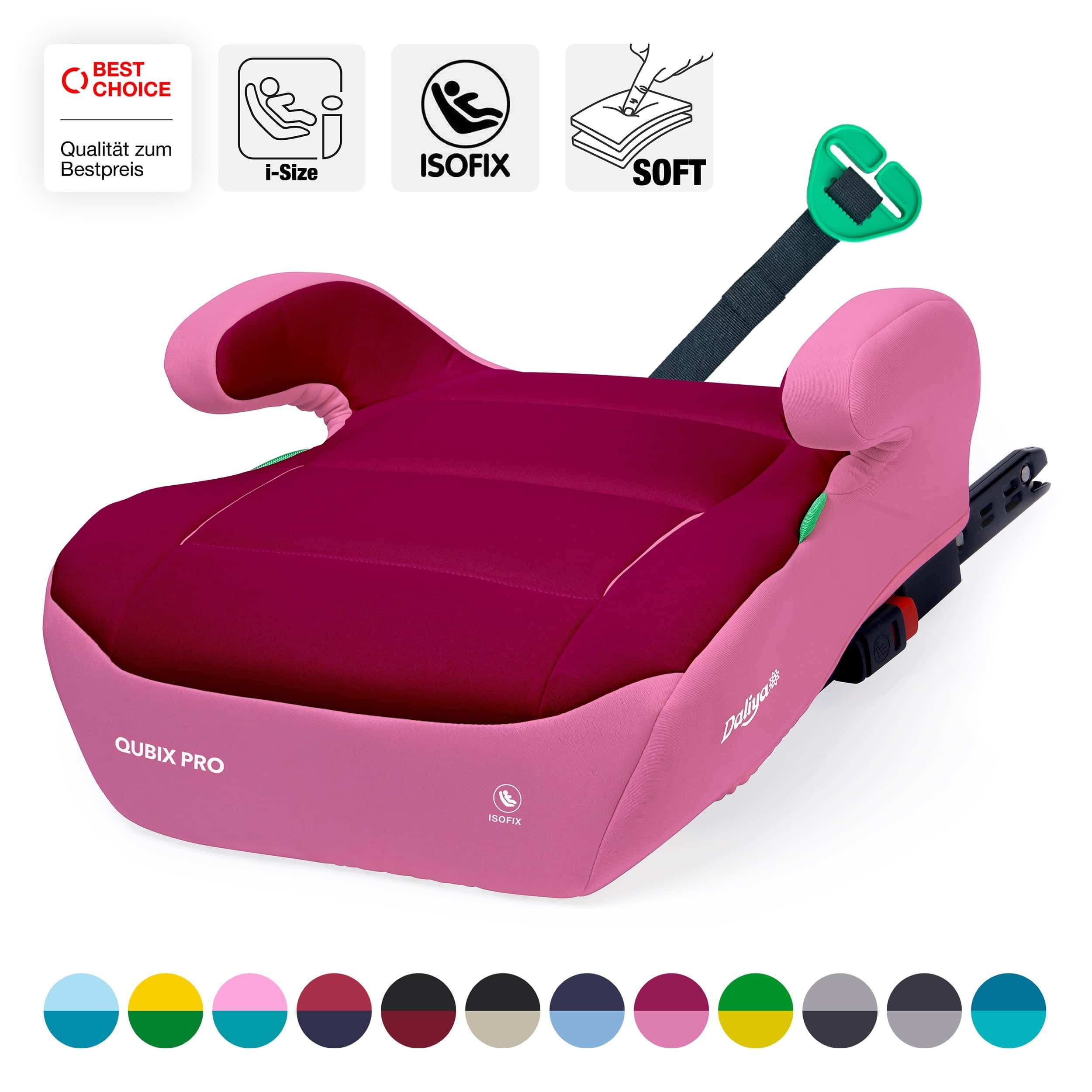 Daliya® Kindersitzerhöhung QUBIX PRO ISOFIX Kindersitz, ab: ab 6 Jahre oder 125cm Körpergröße, bis: bis 12 Jahre oder 150cm Körpergröße, ab: 125 cm, bis: 150 cm, (Packung, 1-tlg), ISOFIX, I-Size, Gurtfix, ergonomisch, weich, waschbarer Bezug