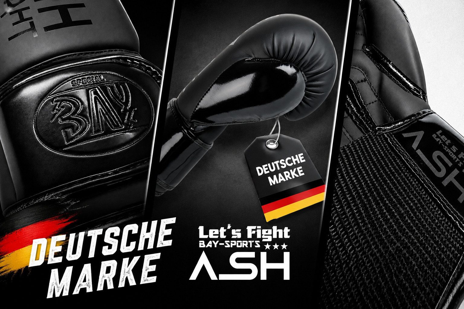 BAY-Sports Boxhandschuhe ASH Black schwarz Box-Handschuhe 8-16 Unzen für Boxen Kickboxen MMA (Paar), Edles Matt-Schwarz Design Hochwertig Robust 8-10-12-14-16 Unzen