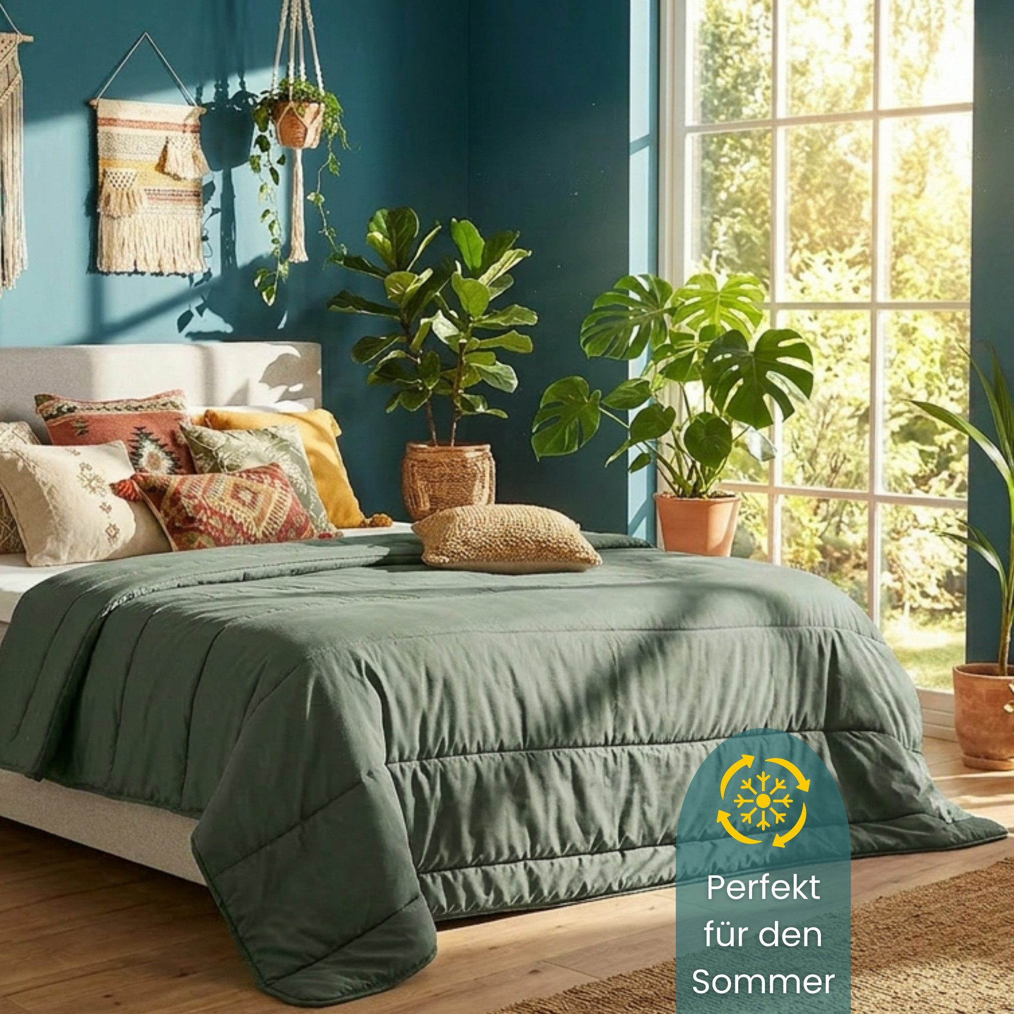 OTTO home Microfaserbettdecke Clarra, Bettdecke 135x200 cm, 155x220 cm, 200x200 cm, Füllung: Polyester, Bezug: Polyester, Bettdecken in grün & grau, Sommer, Winter, 4 Jahreszeiten, Decke