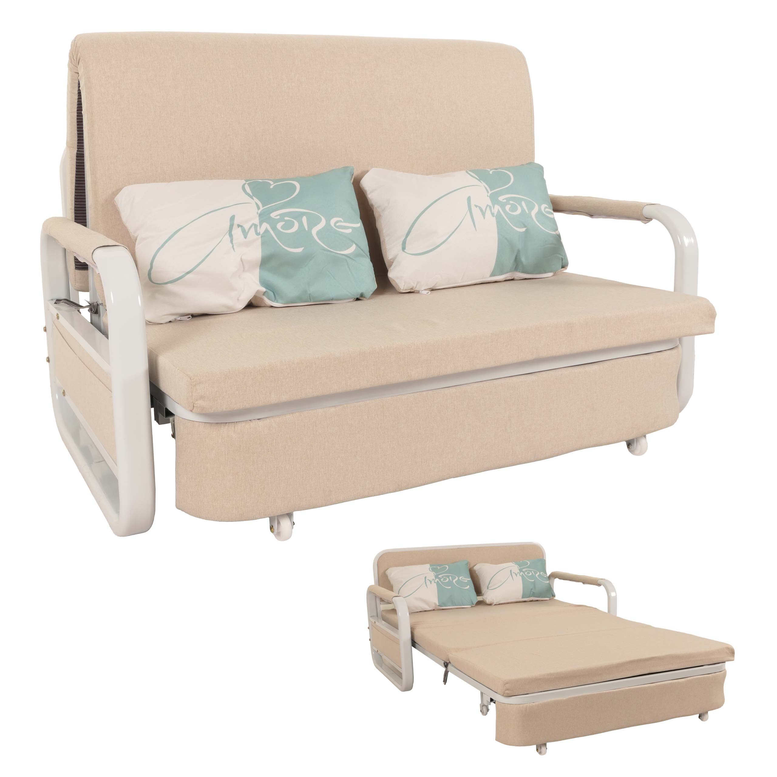 MCW Schlafsofa MCW-M83-130, Mit Armlehne und Kissen