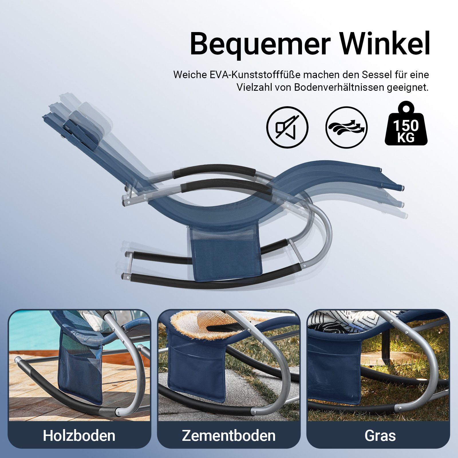 SoBuy Gartenliege OGS28, Relaxliege Schaukelliege Strandliege Outdoor Gartenmöbel, Sonnenliege mit Kopfkissen Liegestuhl Schaukelstuhl, Outdoor Camping