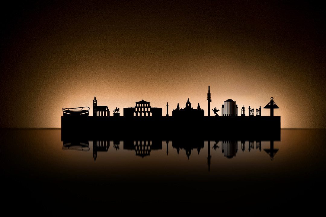 Radius Wanddekoobjekt Skyline Stadt Silhouette Wanddekoration günstig online kaufen