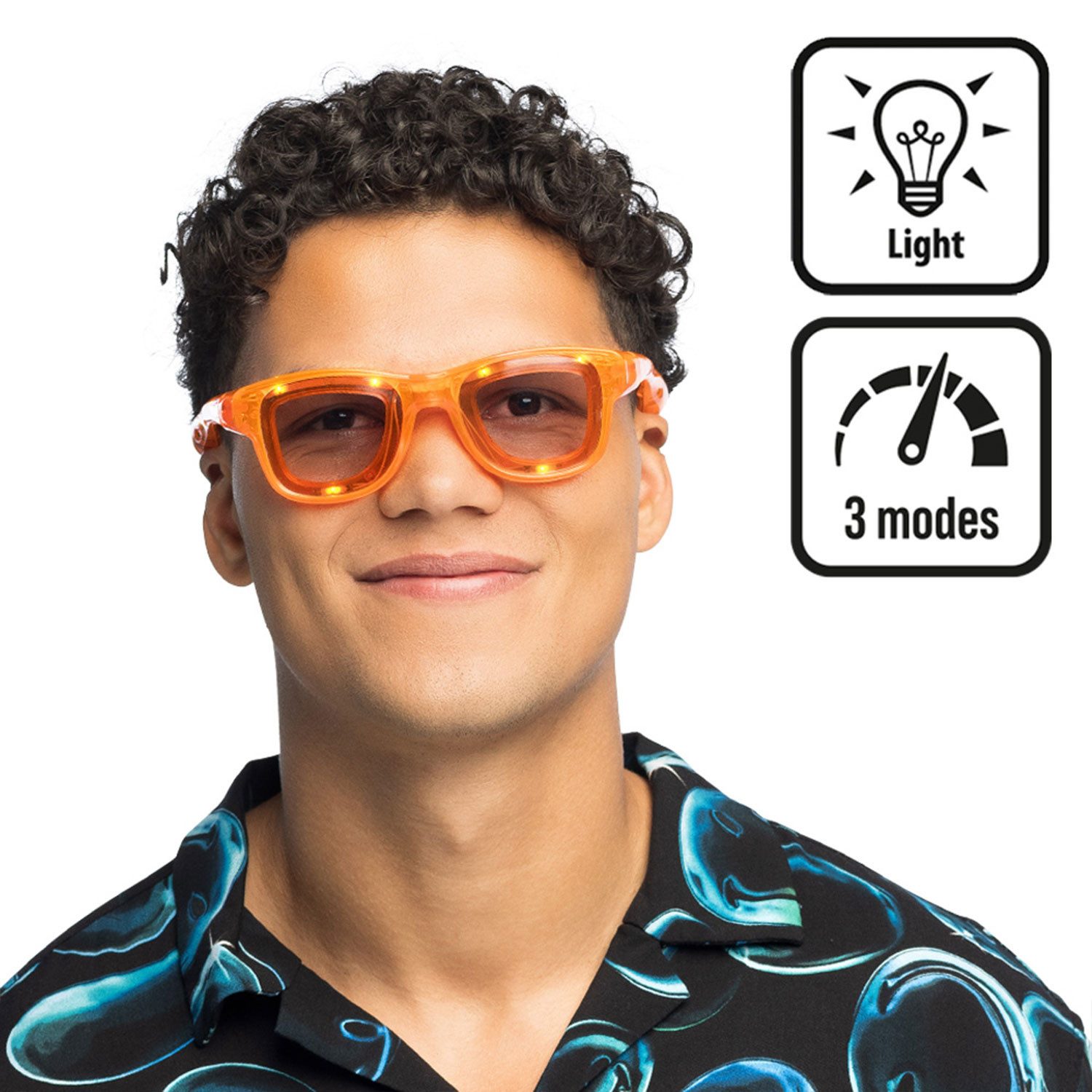Boland Verkleidungsmaske LED Partybrille 'Blink', 3 Leuchtmodi
