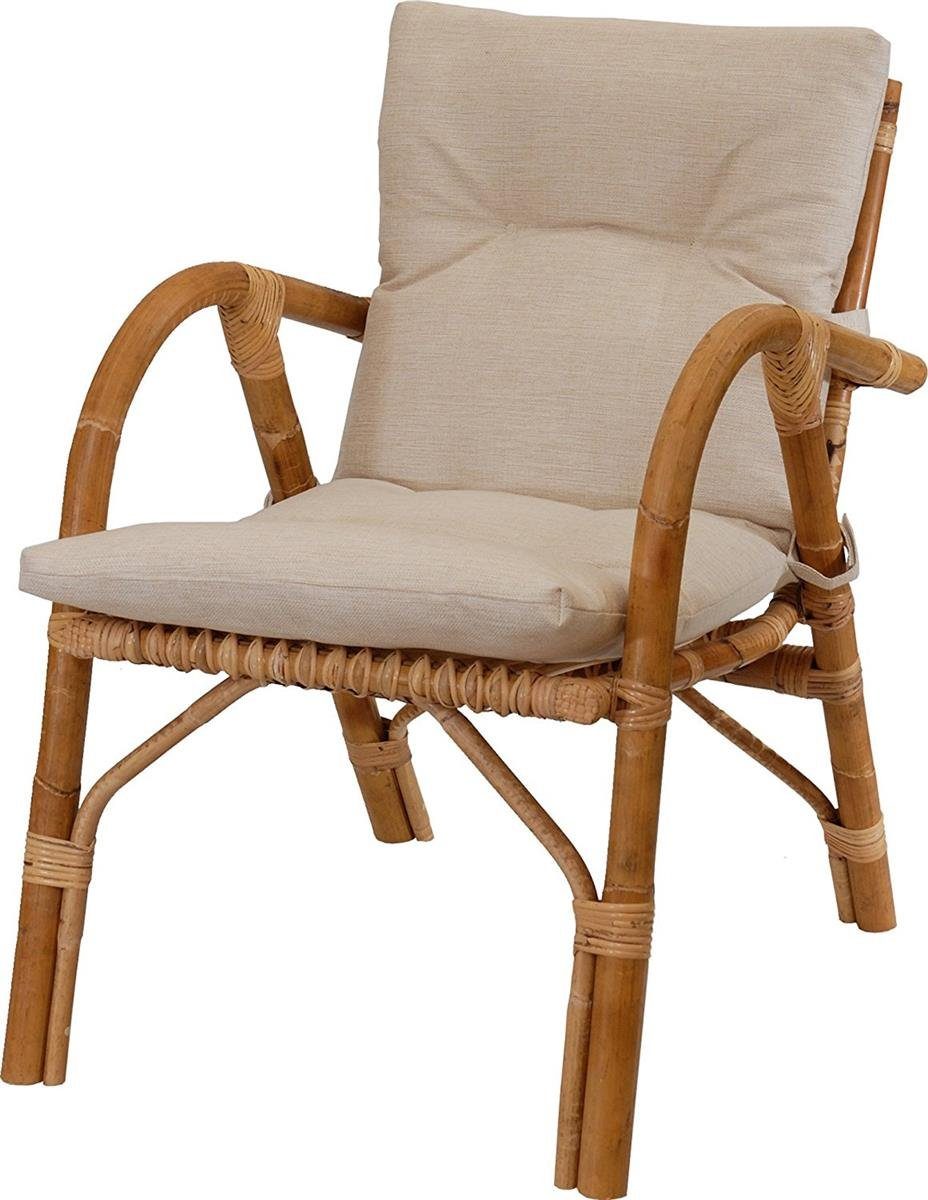 (Gestäbt Home Armlehnen Krines Sessel aus Set/2 Polster), mit Rattan mit Korbstuhl Stil Naturrohr Rattansessel Relax mediterraner