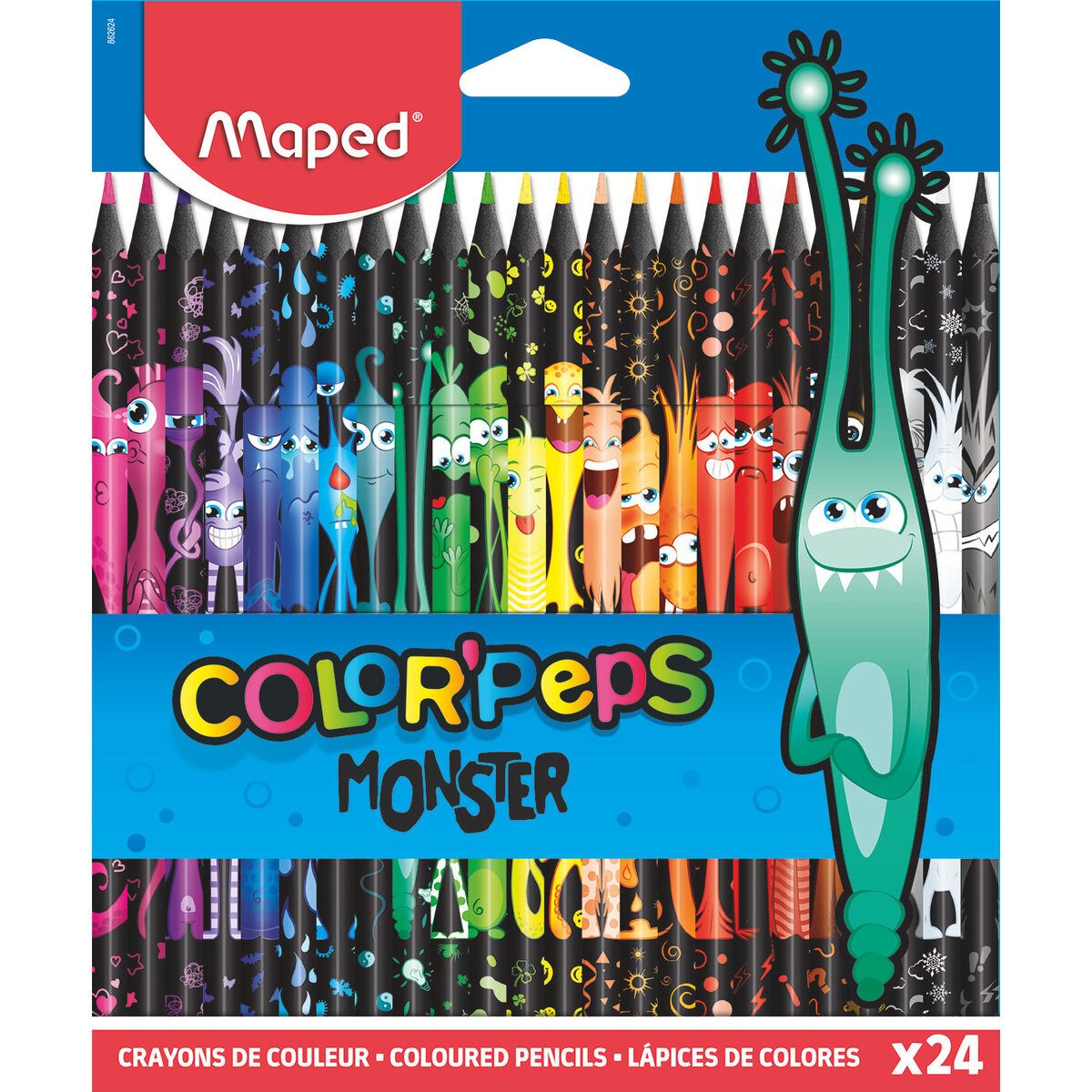 MAPED Buntstift Farbstiftetui Color'Peps Black Monster - 24 Farben sortiert.