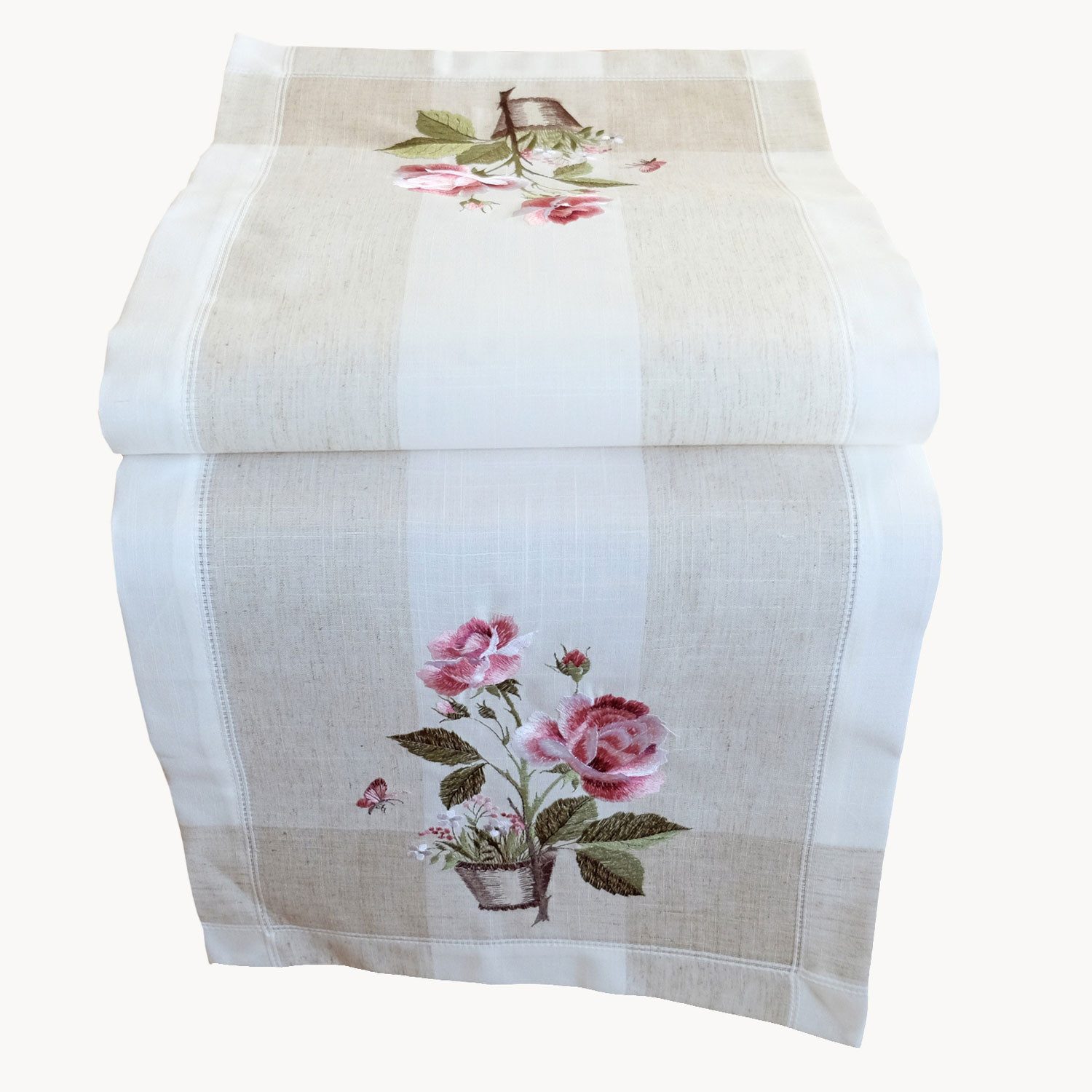 texpot Tischdecke Stickerei Rosen und Körbchen günstig online kaufen