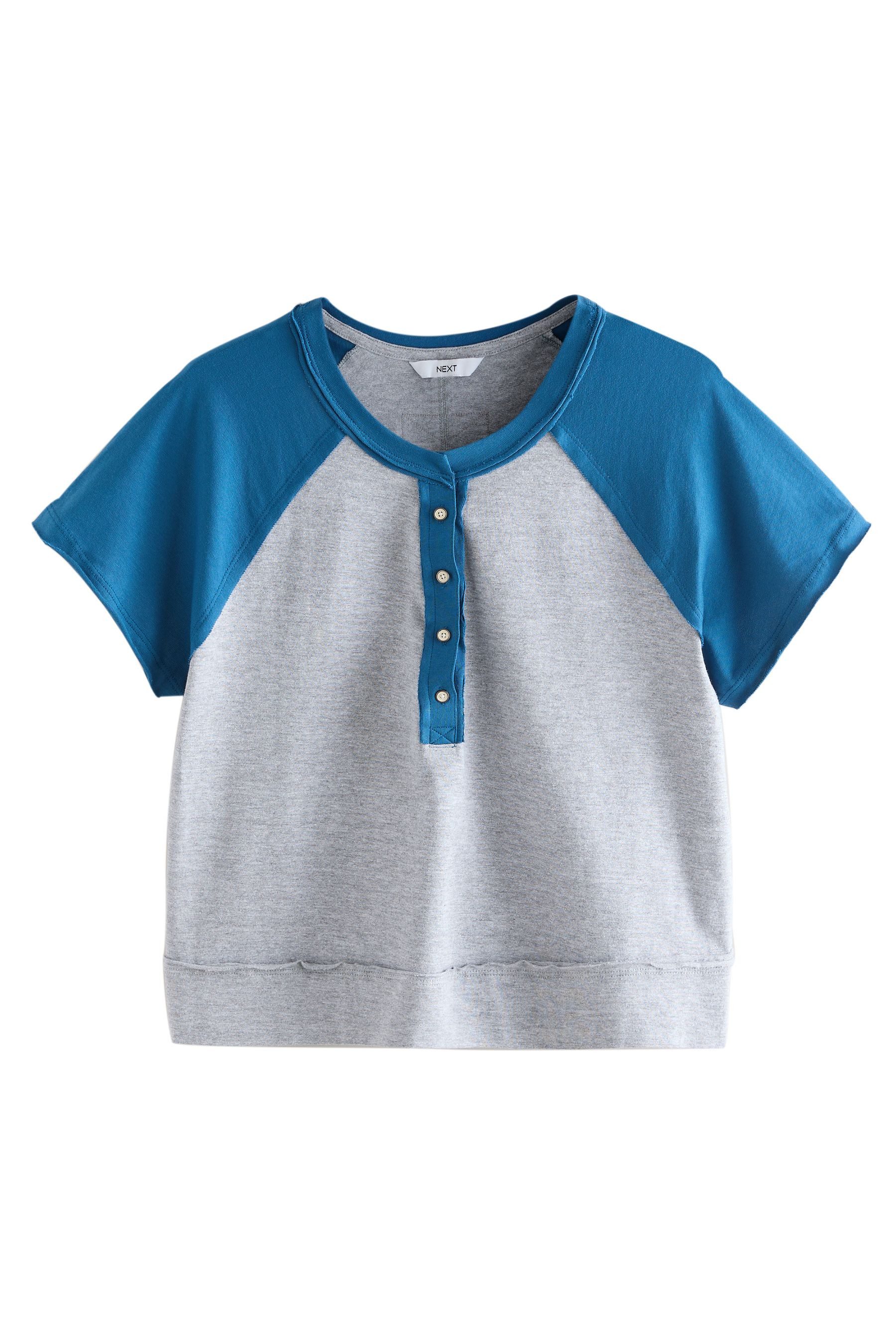 Next Henleyshirt Kürzer geschnittenes Henley-T-Shirt, Farbblock günstig online kaufen