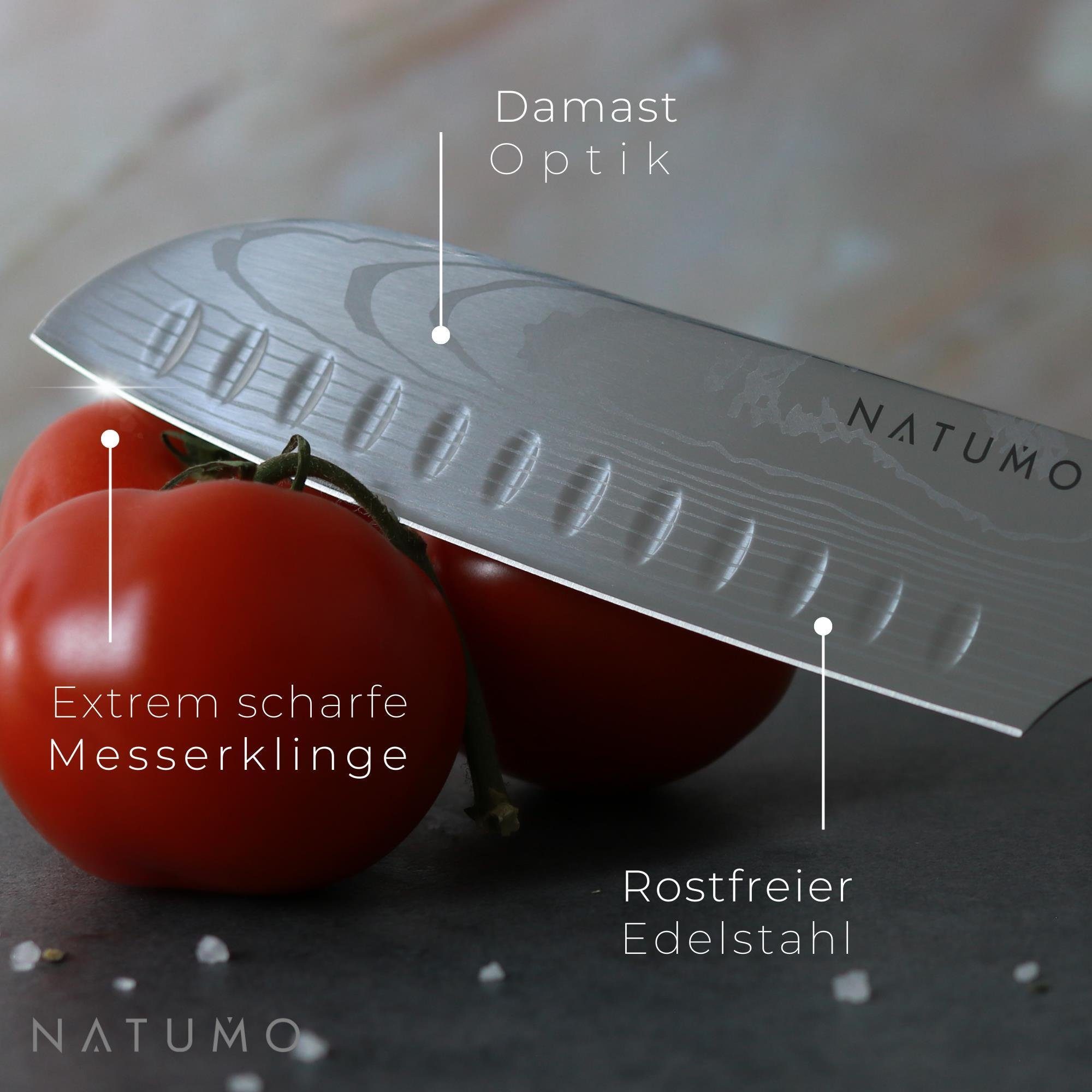 natumo Allzweckmesser NATUMO Küchenmesser Set in Profi 56+ Lila Messerset scharfes 9-teilig. HRC
