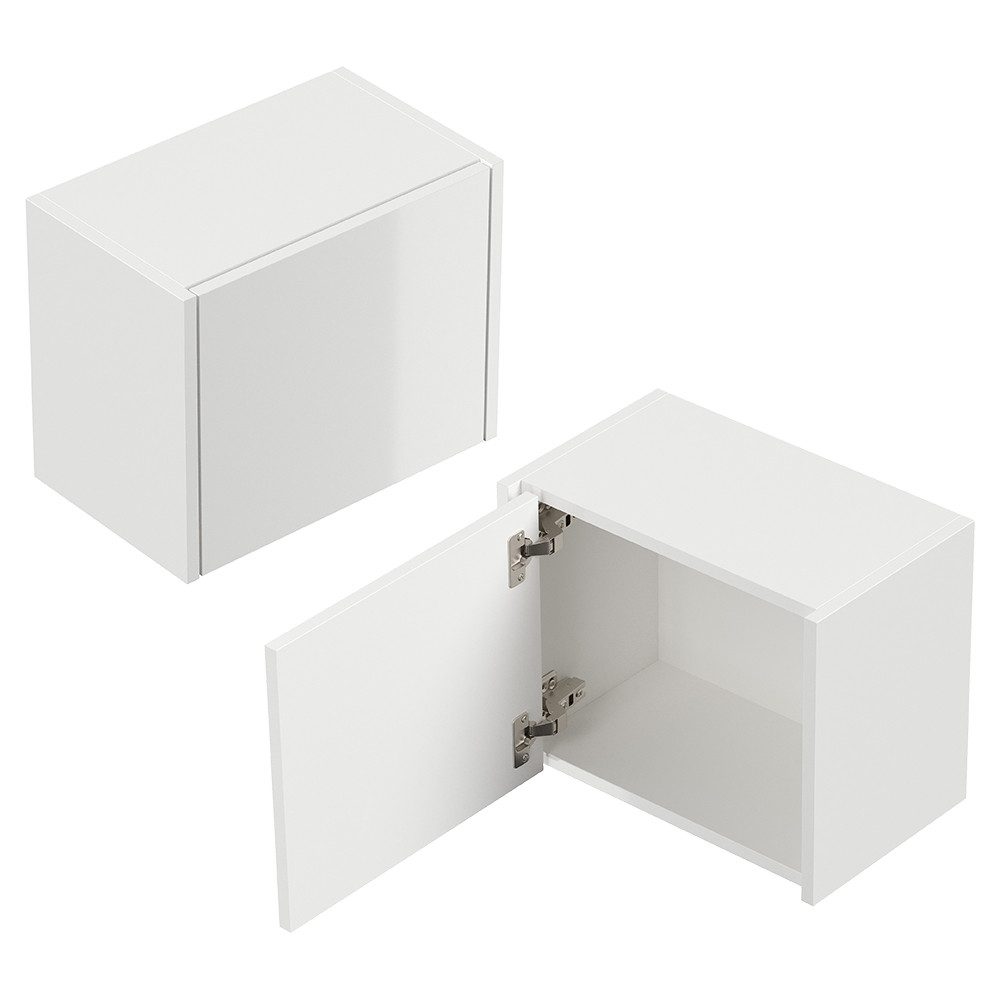 Lomadox Badmöbel-Set LIVIGNO-02, (Spar-Set, 6-St., LED-Spiegel Waschtisch Hochschrank Hängeschränke), in weiß Hochglanz mit LED-Beleuchtung