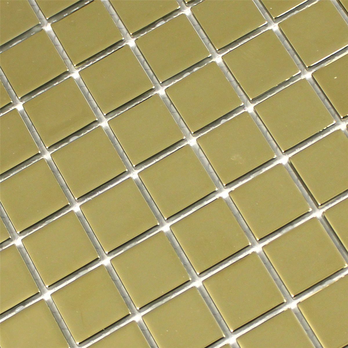 Mosafil Mosaikfliesen Glasmosaik Fliesen Alvor, Glas 32.700x30.200, gold, Verlegefertig auf ein Netz geklebt