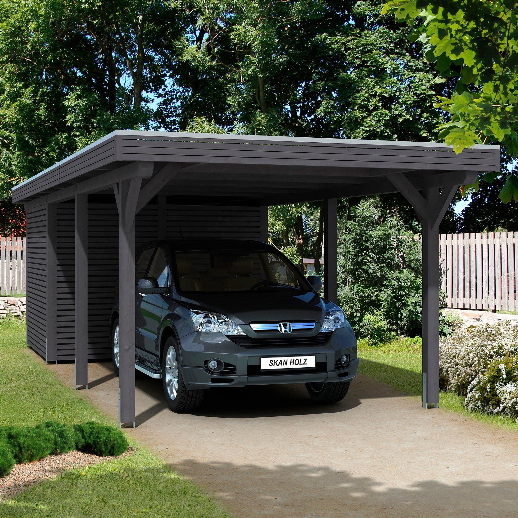 Skanholz Einzelcarport Spessart, BxT: 355x846 cm, 220 cm Einfahrtshöhe