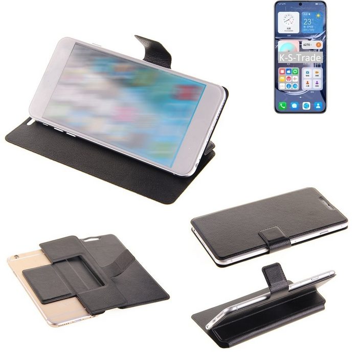 K-S-Trade Handyhülle Schutzhülle kompatibel mit Huawei P50 Schutzhülle Flip Cover Klapphülle Wallet Case Slim Handyhülle bookstyle schwarz