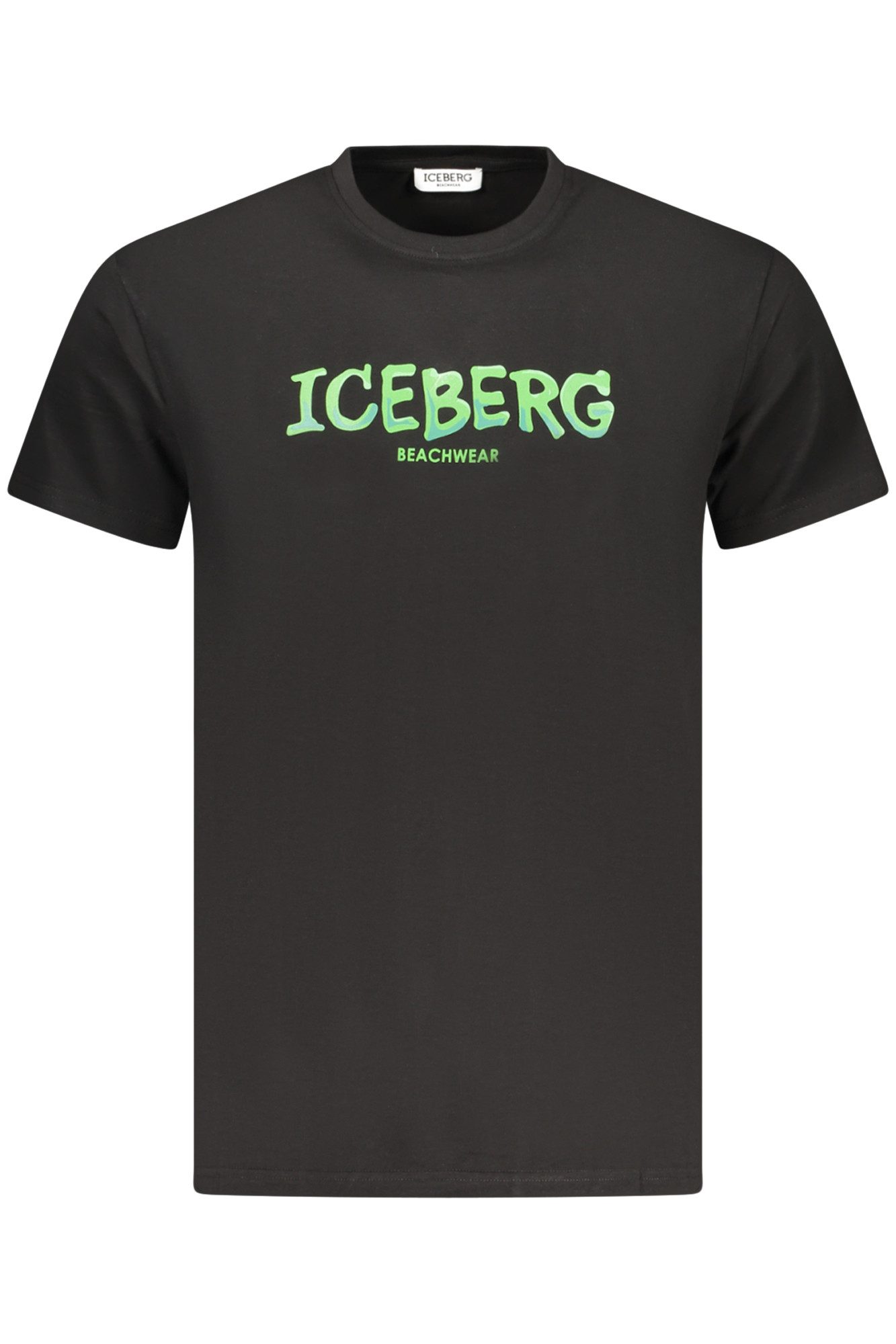 ICEBERG T-Shirt Herren Kurzarm T-Shirt Schwarz mit Vertikal Druck